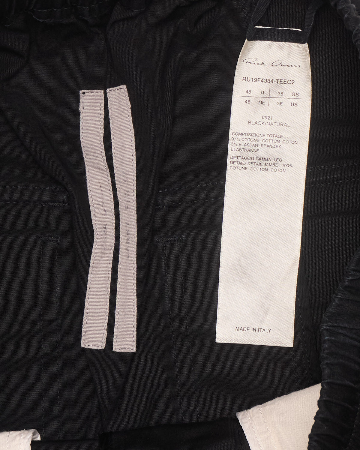 F/W19 Rick Owens "LARRY" Black Utility Drop-crotch Pod Shorts