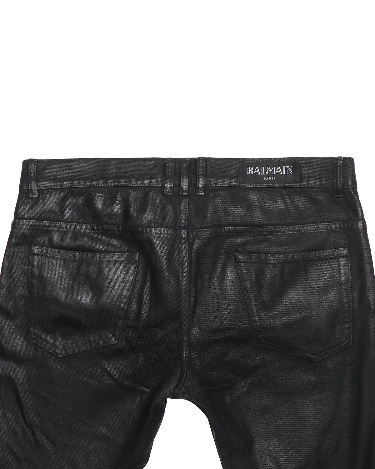 F/W16 Balmain Coated Biker Skinny Jeans