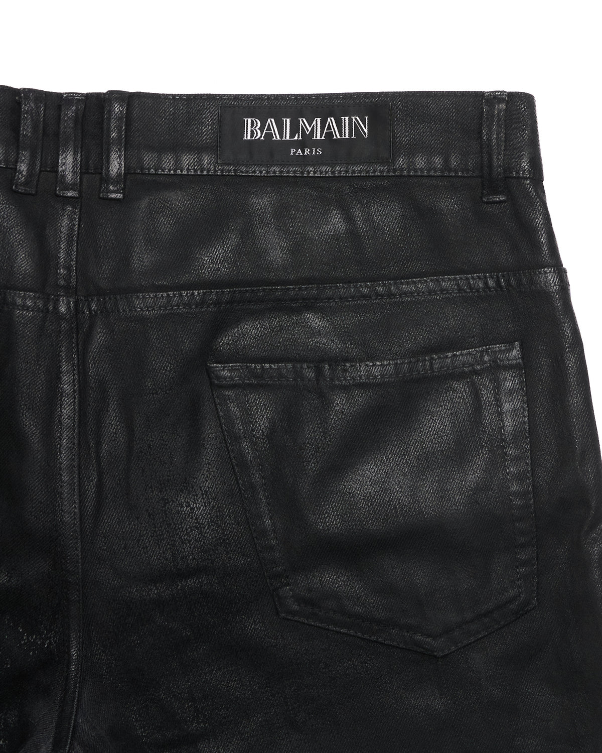 F/W16 Balmain Coated Biker Skinny Jeans
