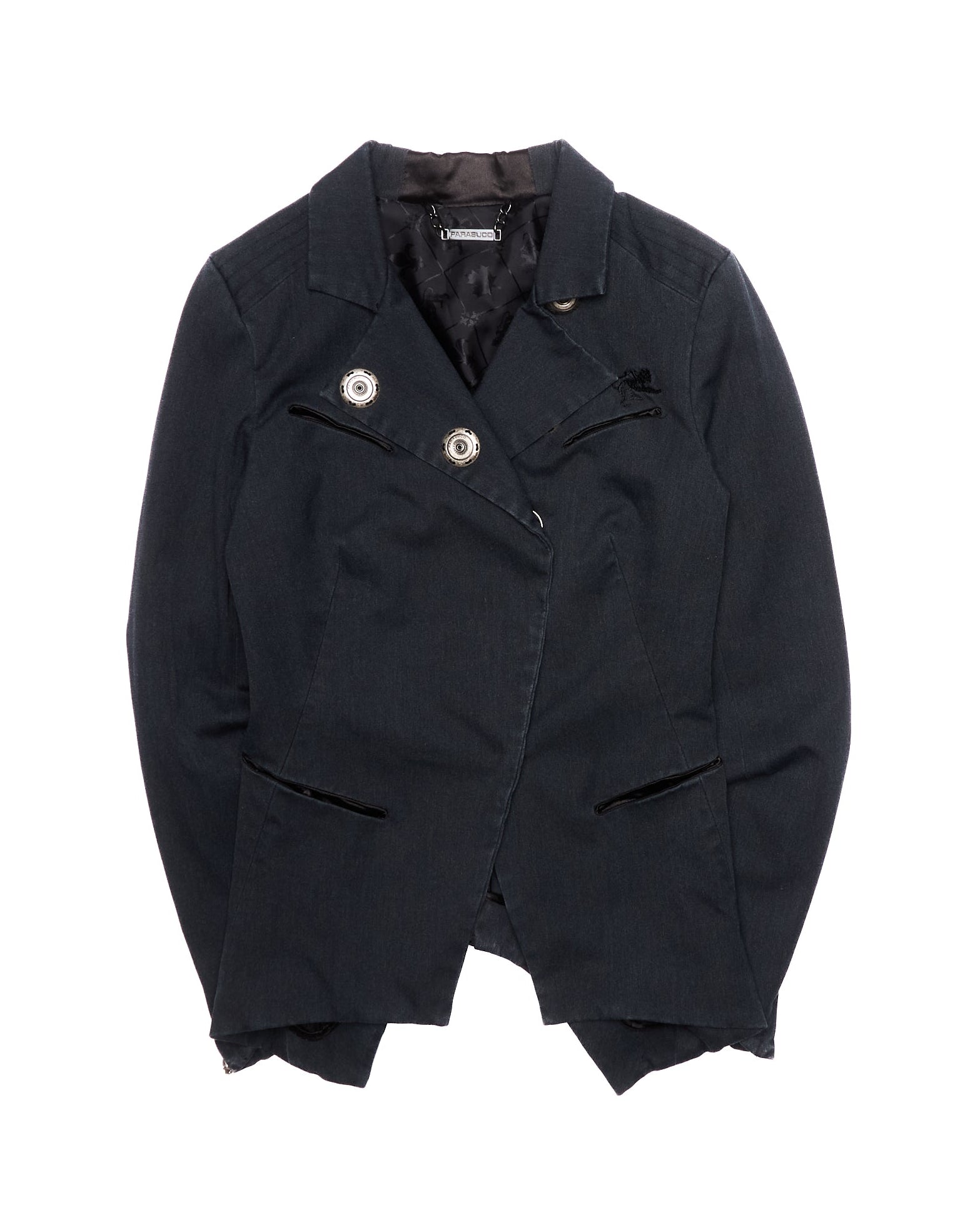 Early 2010s Parasuco Jacquard Lined Asymmetrical Moto Blazer