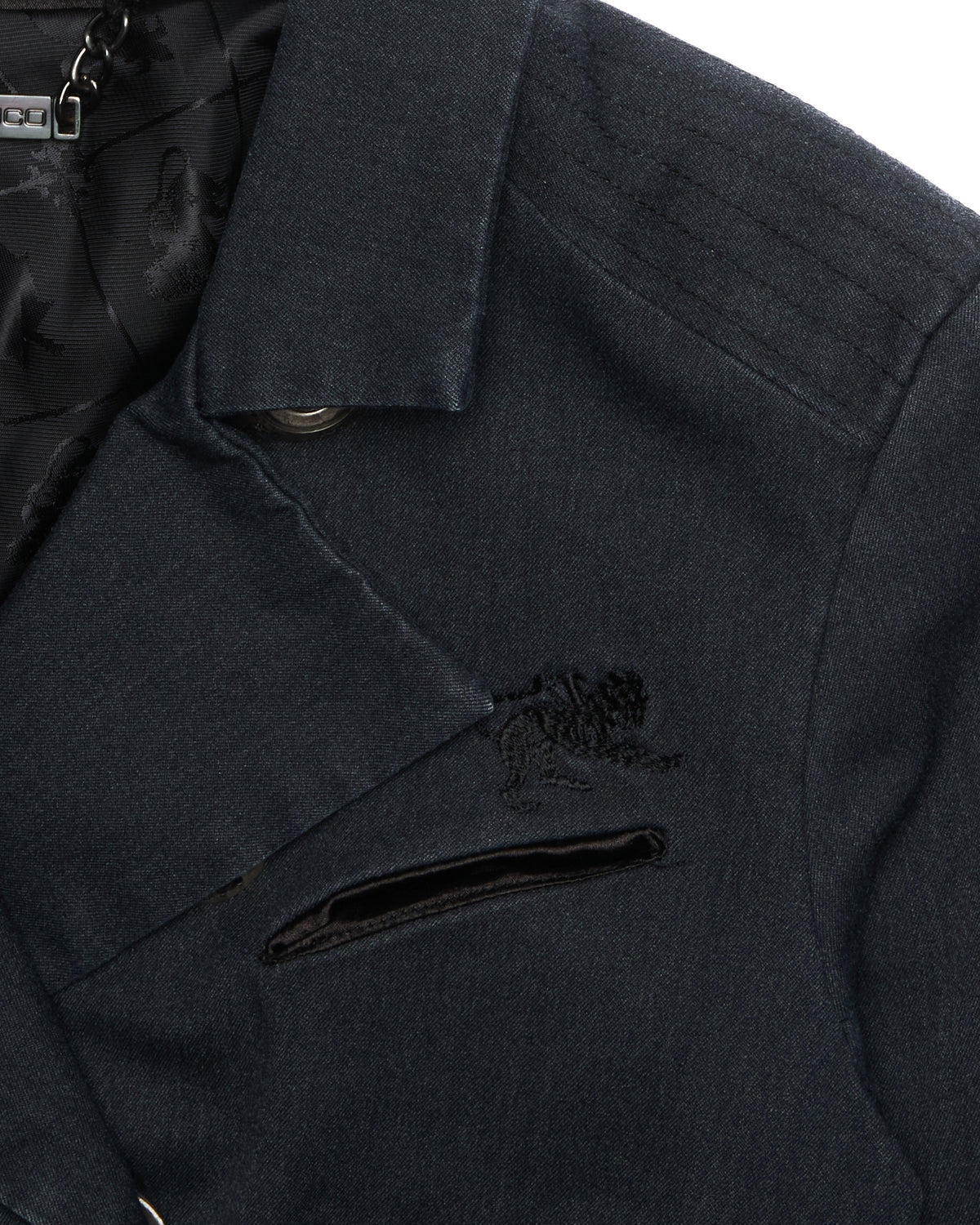Early 2010s Parasuco Jacquard Lined Asymmetrical Moto Blazer