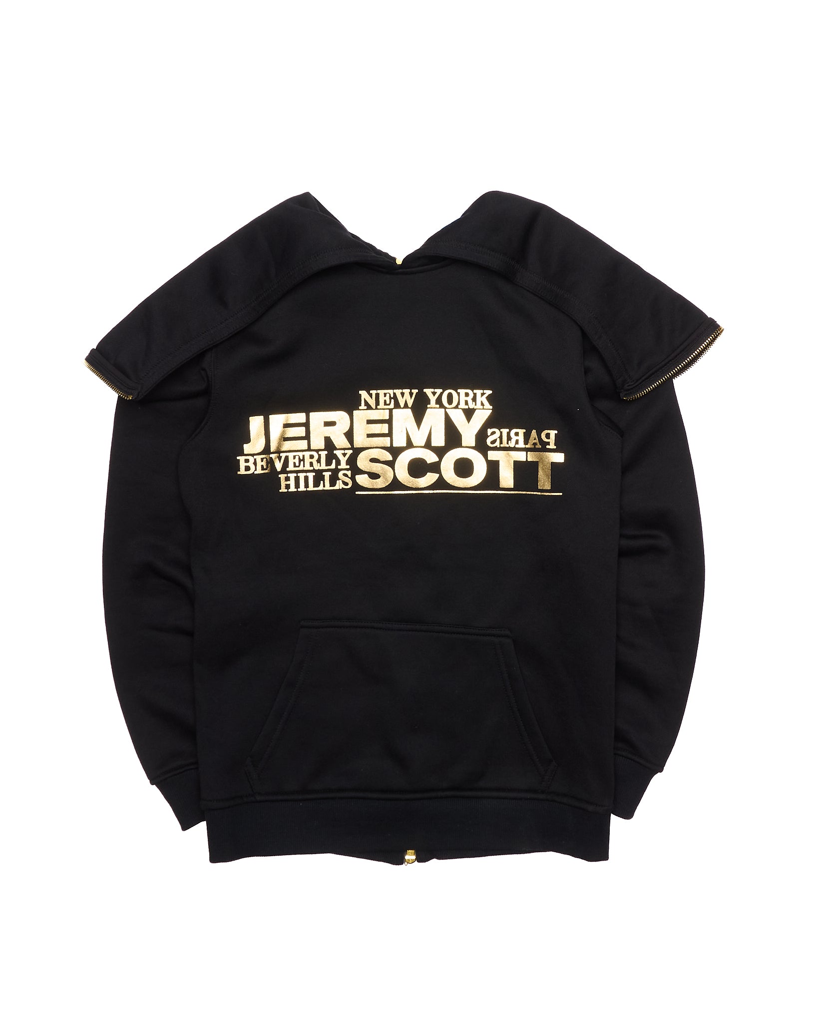 F/W15 Jeremy Scott x Adidas Originals Black/Gold Back-Zip Hoodie