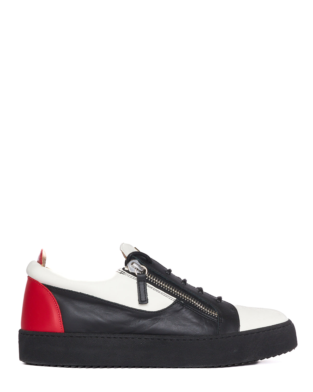 Giuseppe Zanotti Low Top Black/Red Accent White Sneakers
