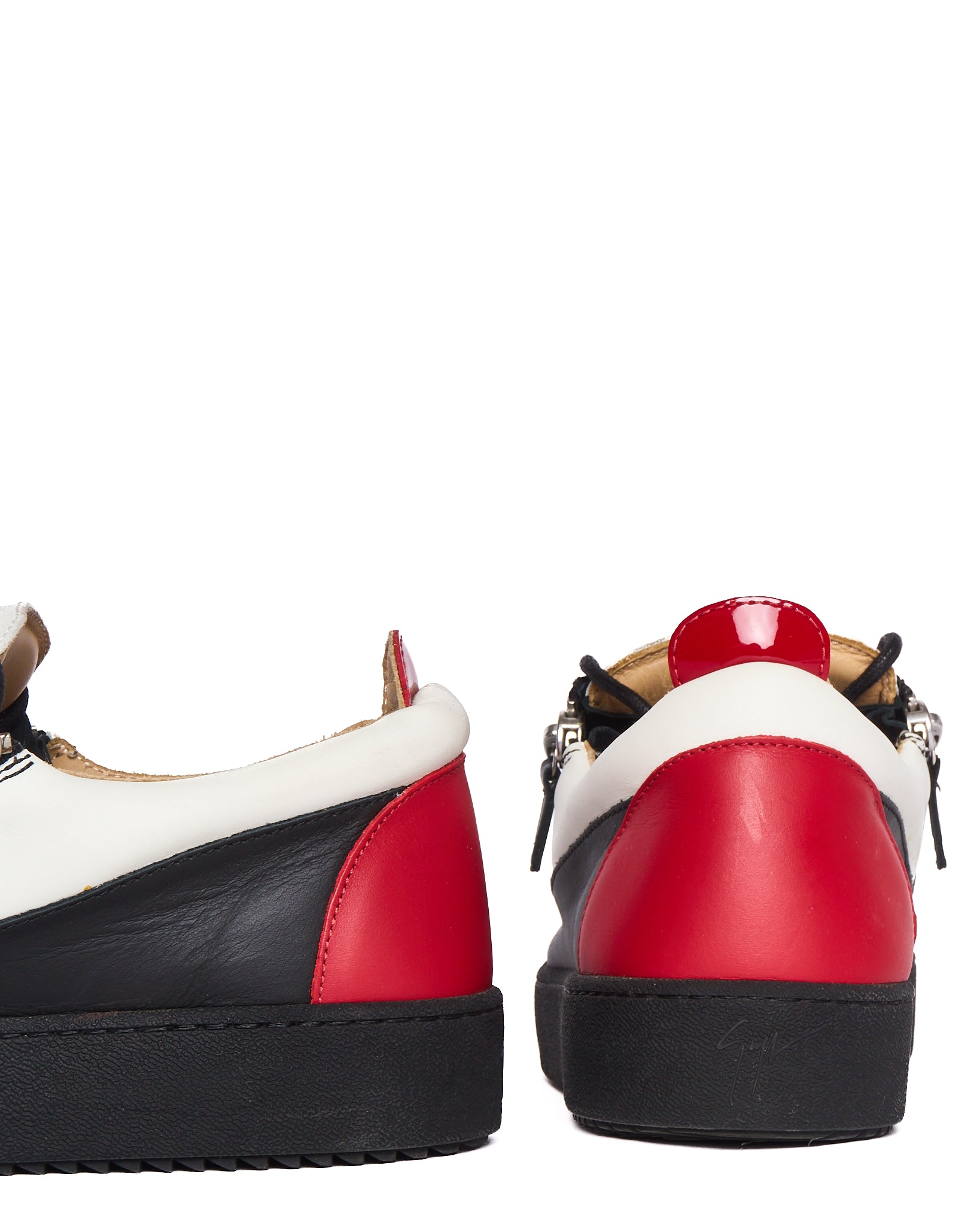 Giuseppe Zanotti Low Top Black/Red Accent White Sneakers