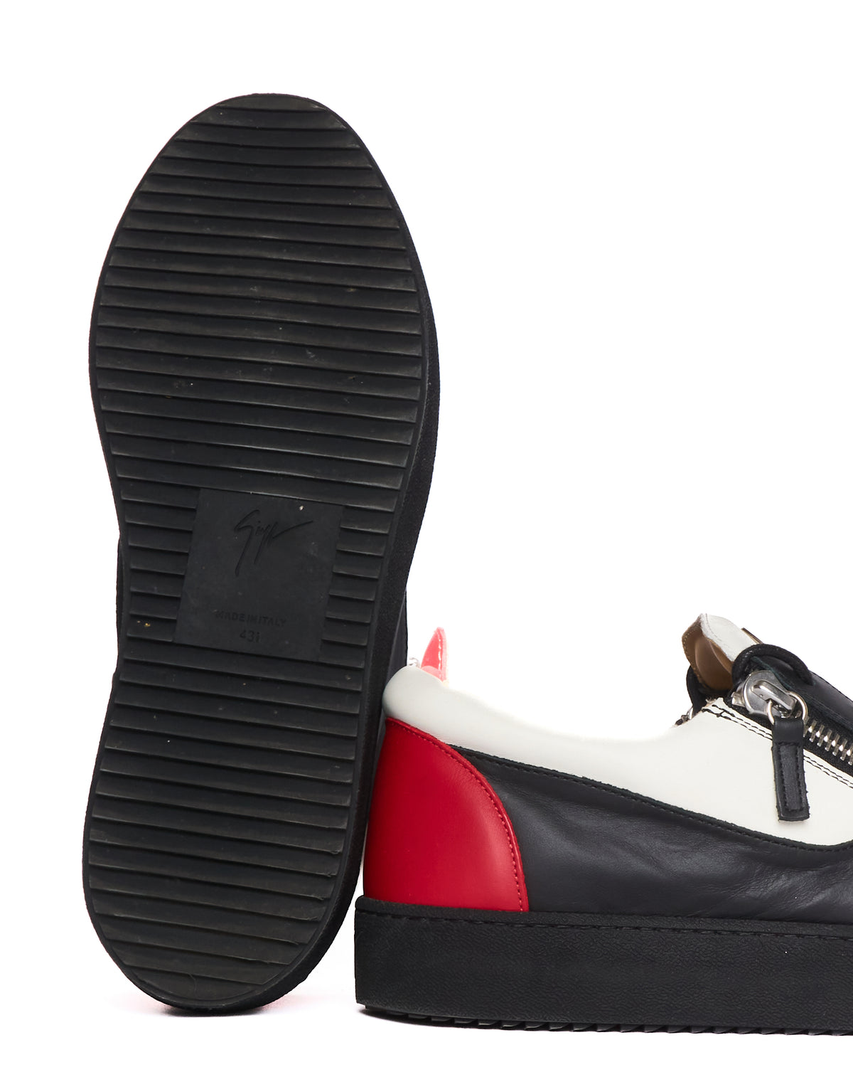 Giuseppe Zanotti Low Top Black/Red Accent White Sneakers