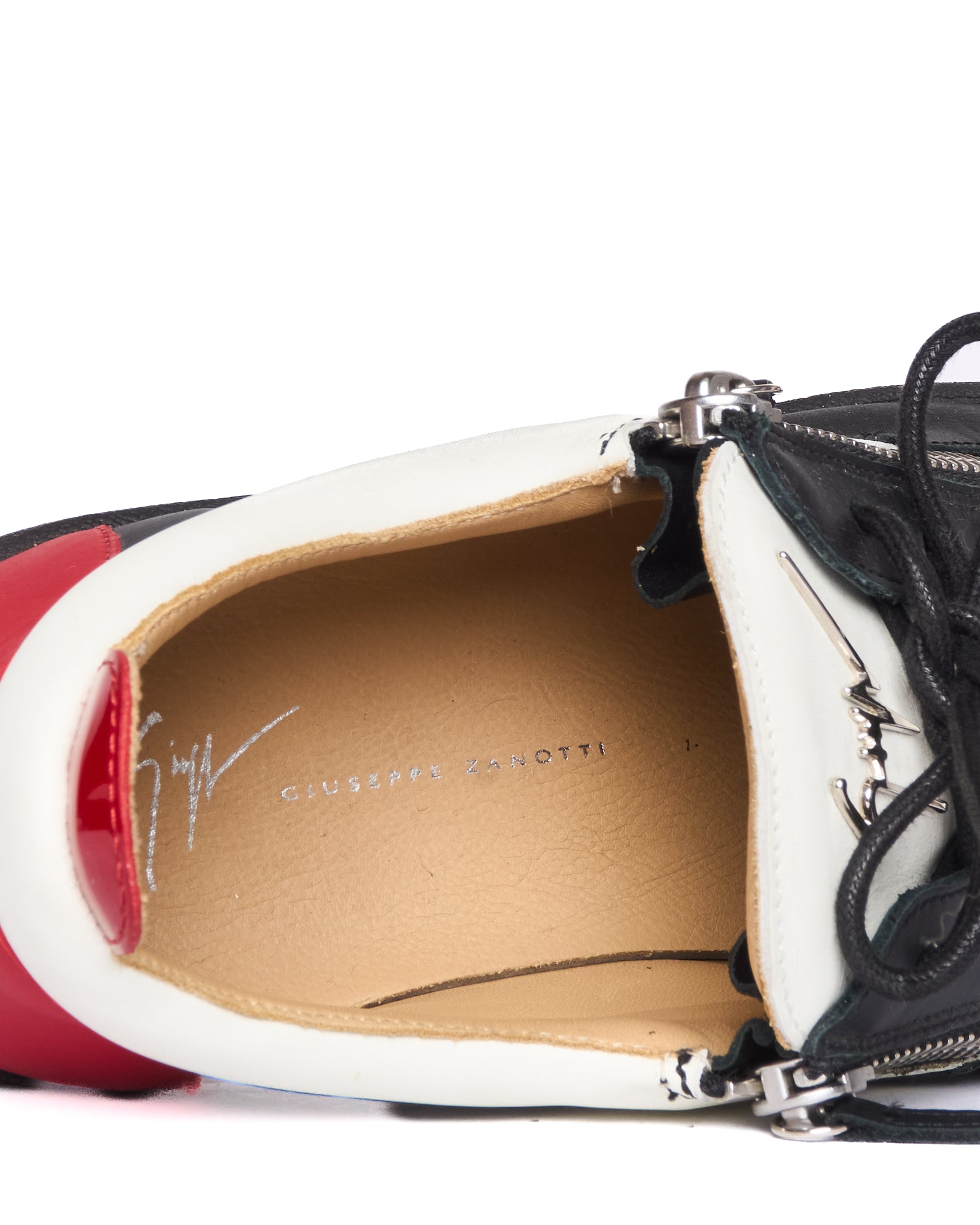Giuseppe Zanotti Low Top Black/Red Accent White Sneakers