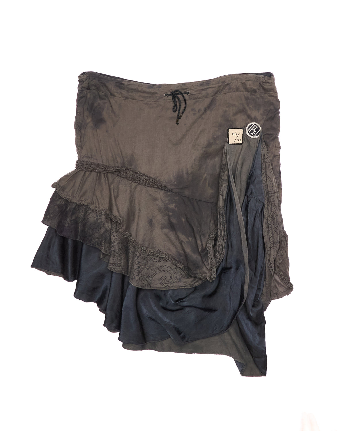 00s Diesel Asymmetric Tiered Patch Detail Skirt
