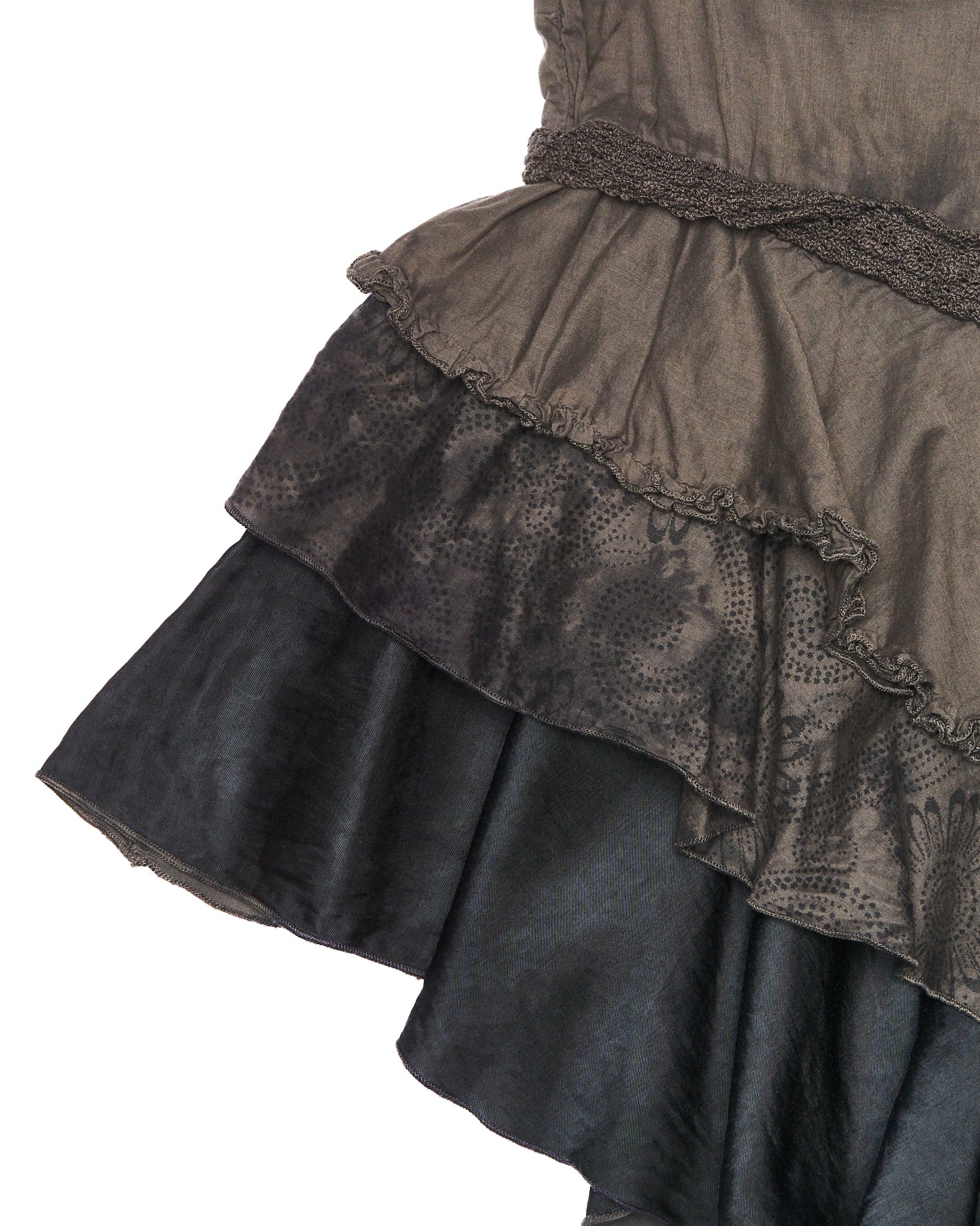 00s Diesel Asymmetric Tiered Patch Detail Skirt