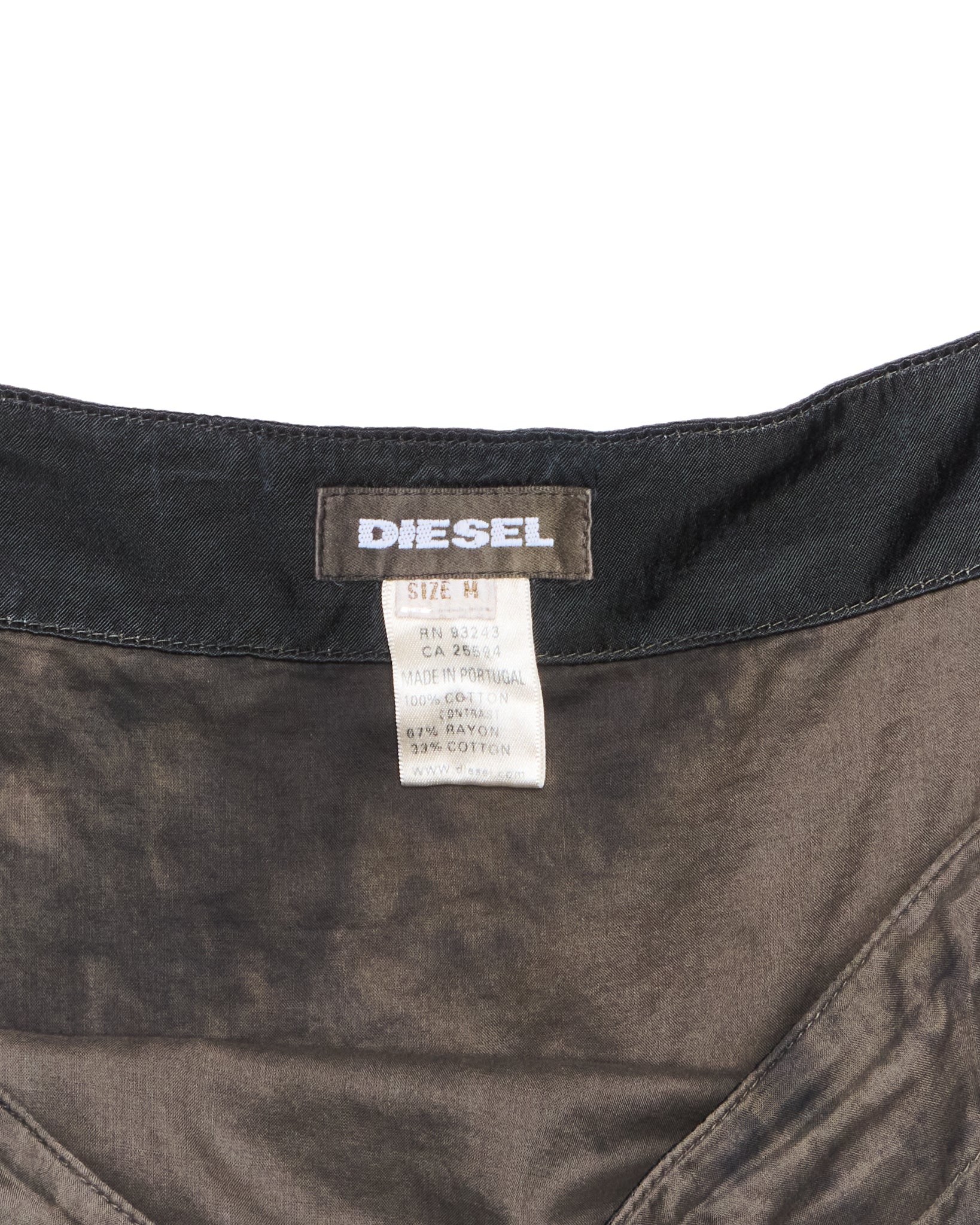 00s Diesel Asymmetric Tiered Patch Detail Skirt