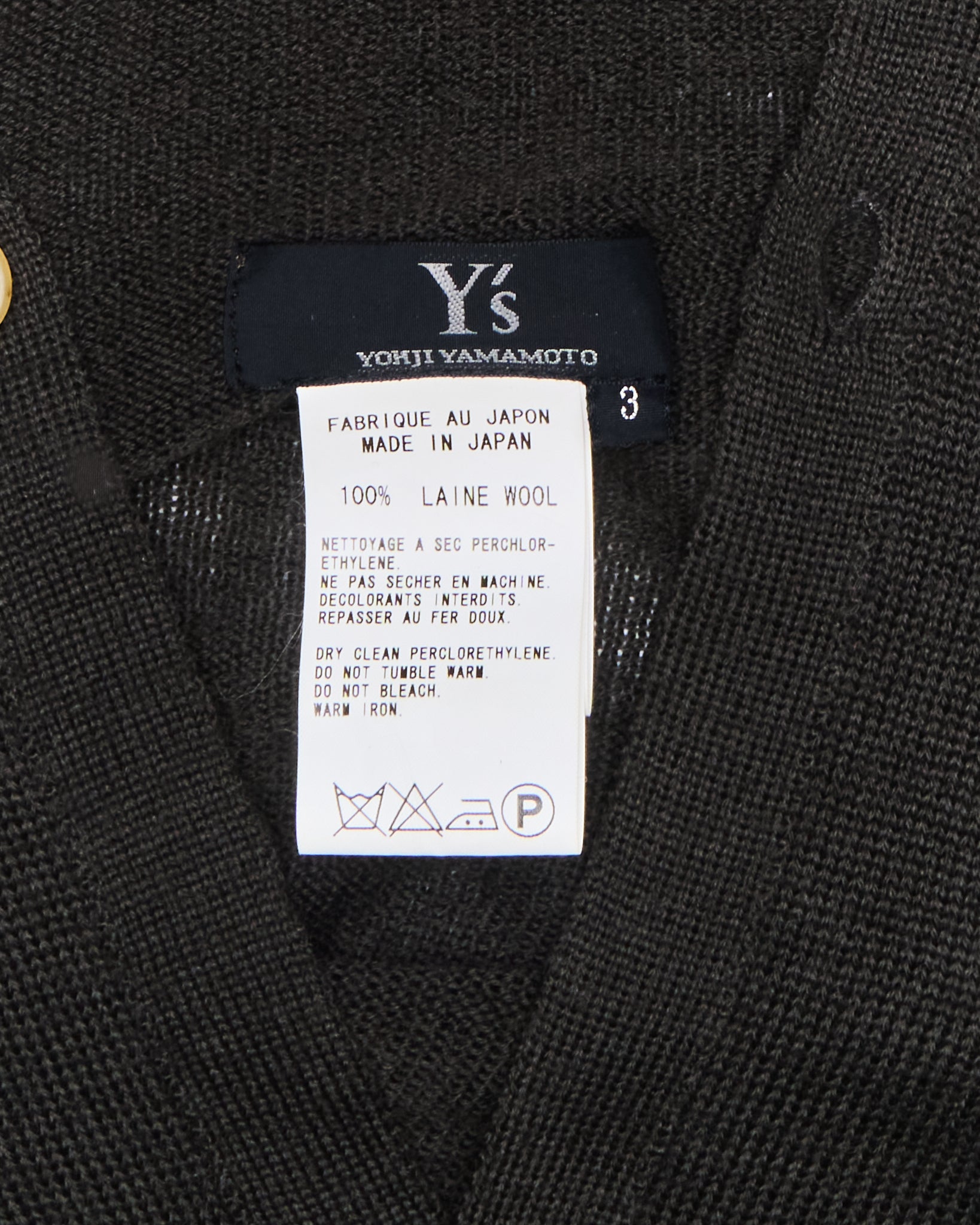 A/W14 Y’s by Yohji Yamamoto Wool Knit Cardigan