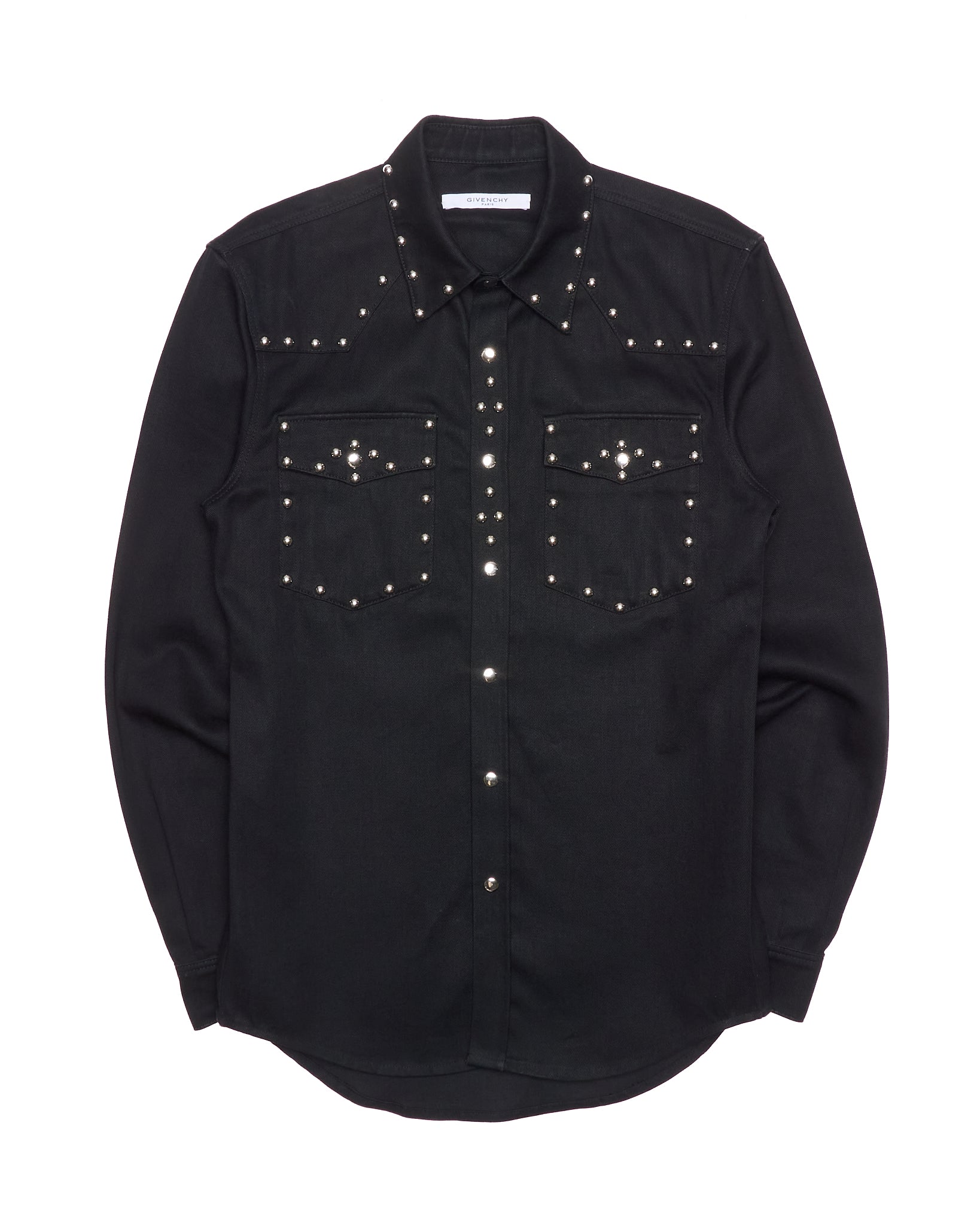 F/W15 Givenchy Two-Pocket Studded Denim Western Shirt