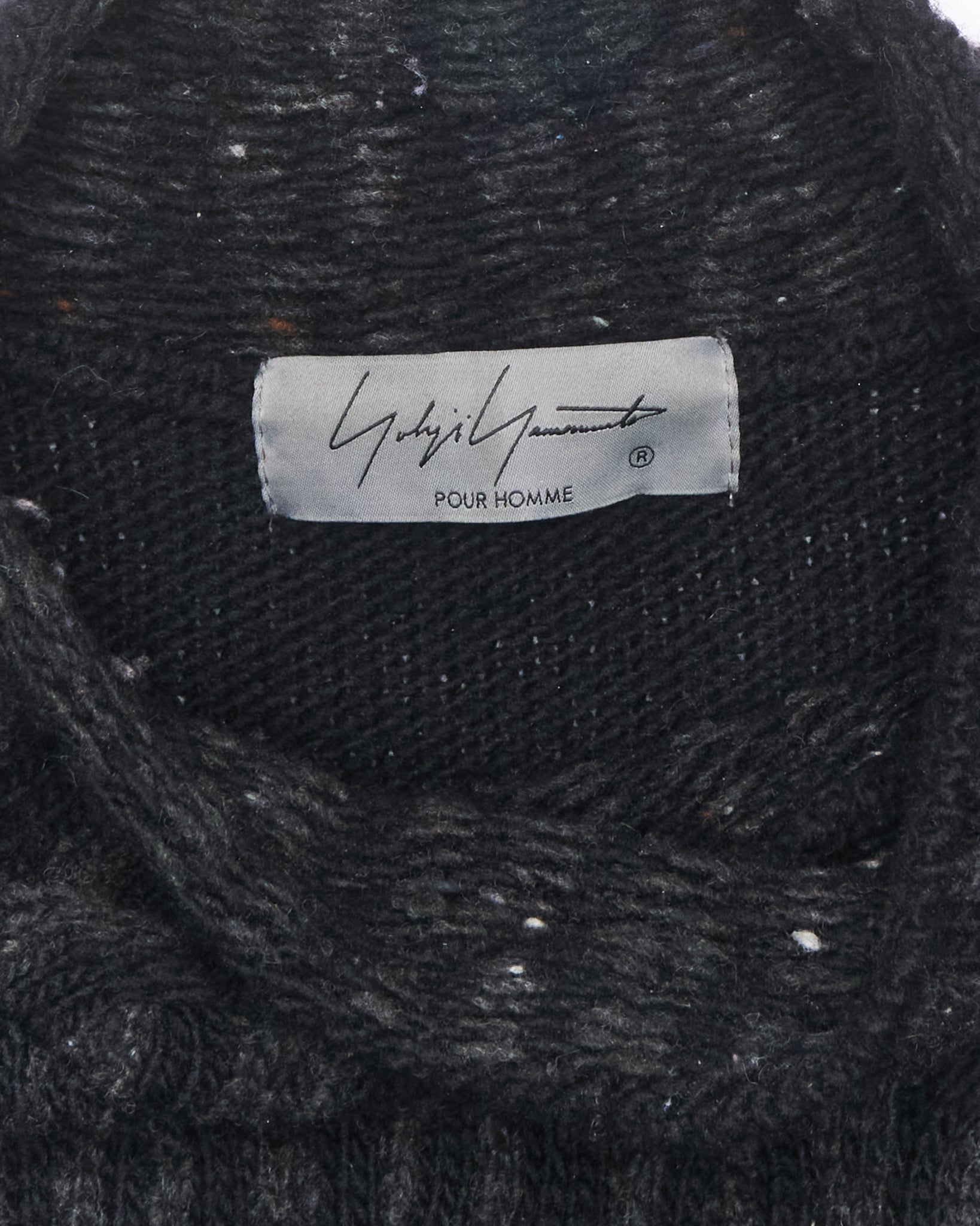 A/W23 Yohji Yamamoto POUR HOMME Asymmetric Cable Knit Mock Neck Jumper