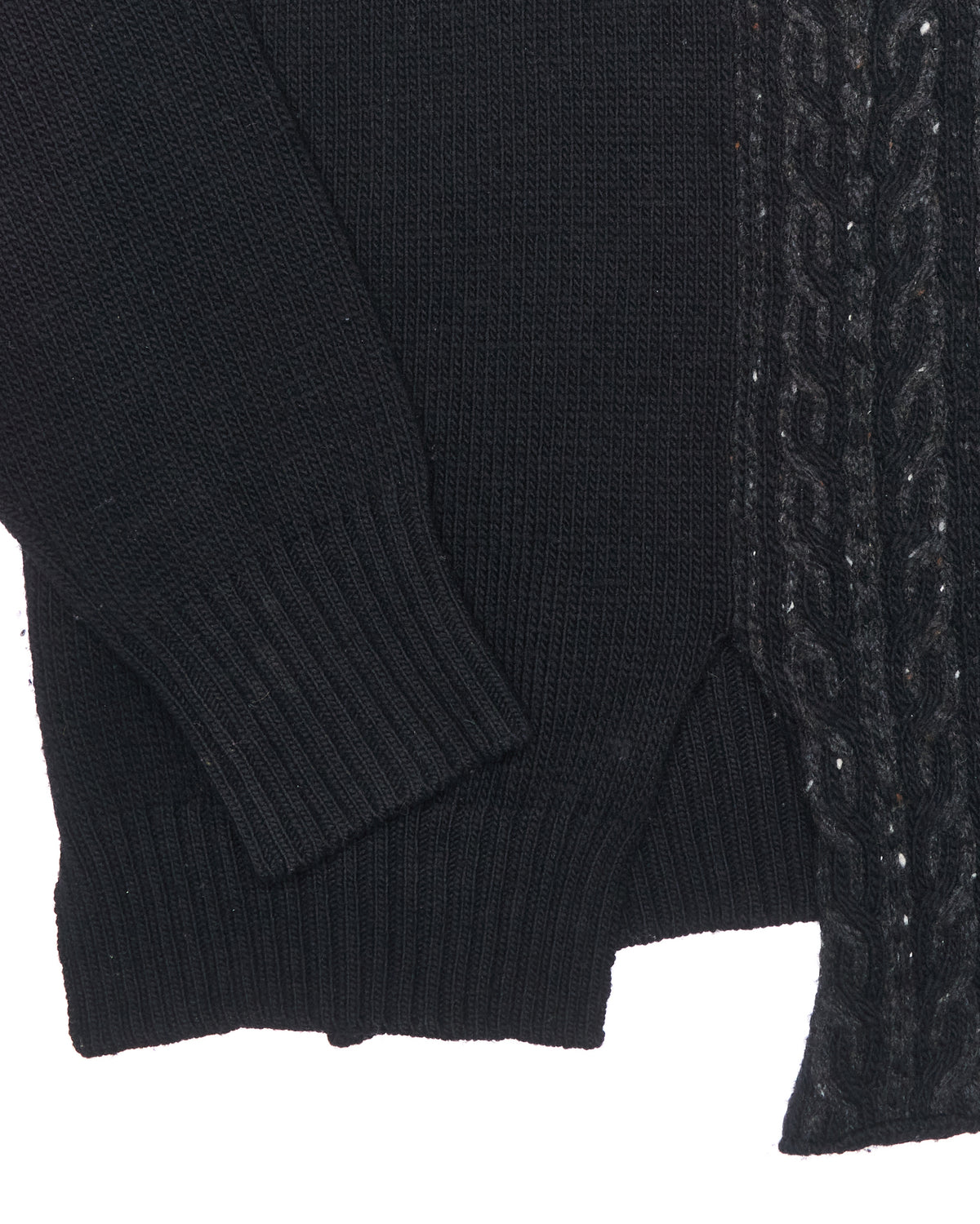 A/W23 Yohji Yamamoto POUR HOMME Asymmetric Cable Knit Mock Neck Jumper