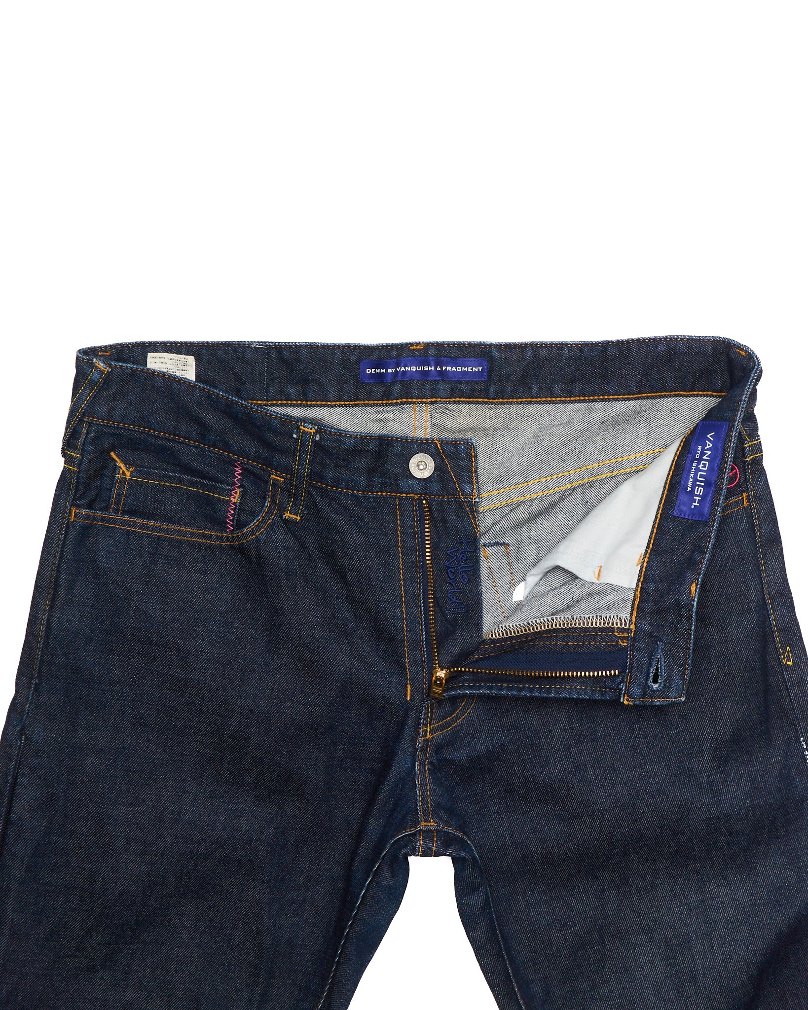 Early 2010s Vanquish x Fragment Side-Embellished Dark Indigo Jeans