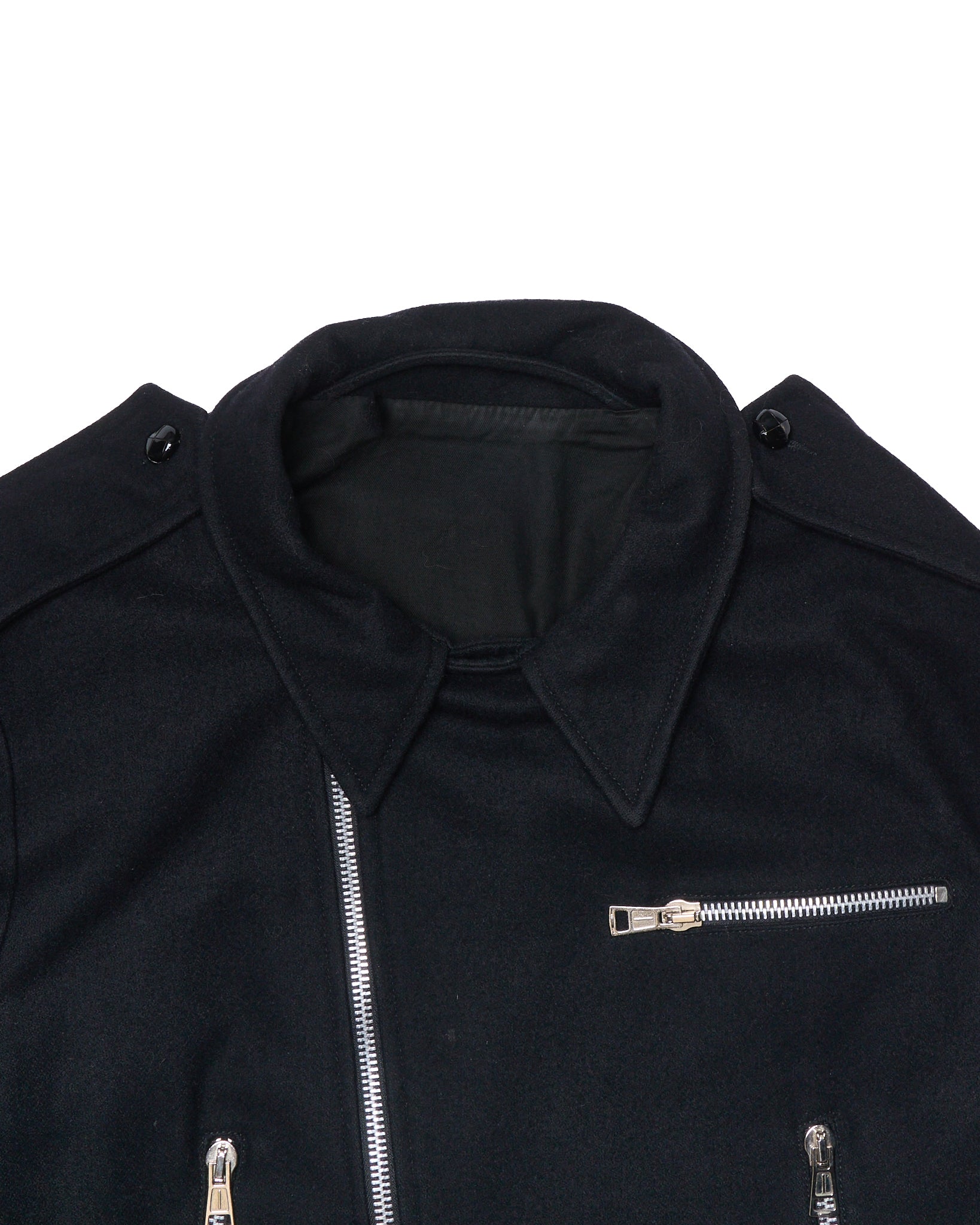 A/W04 Xavier Delcour “To Be Kissed” Black Wool Biker Zip-Jacket