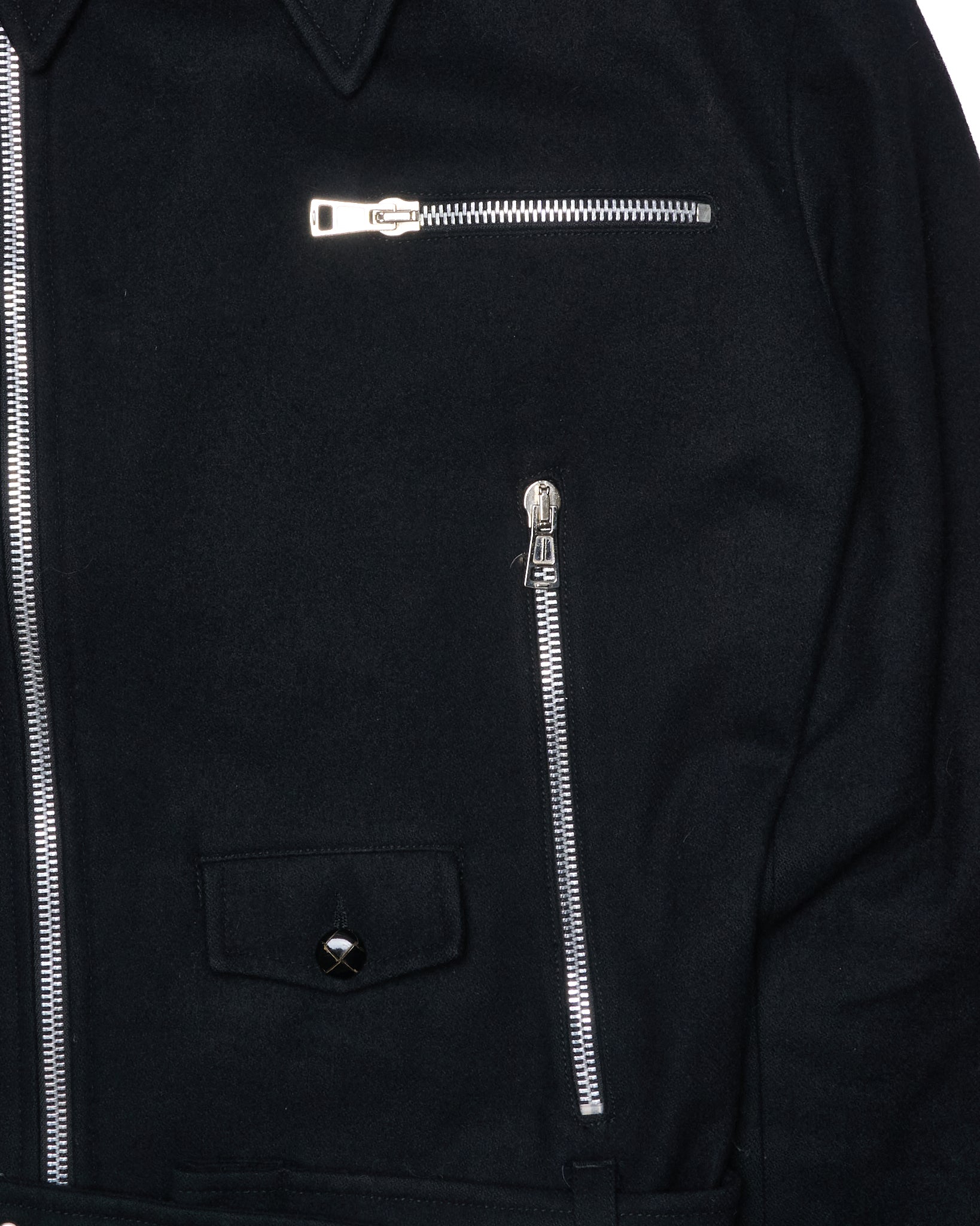 A/W04 Xavier Delcour “To Be Kissed” Black Wool Biker Zip-Jacket