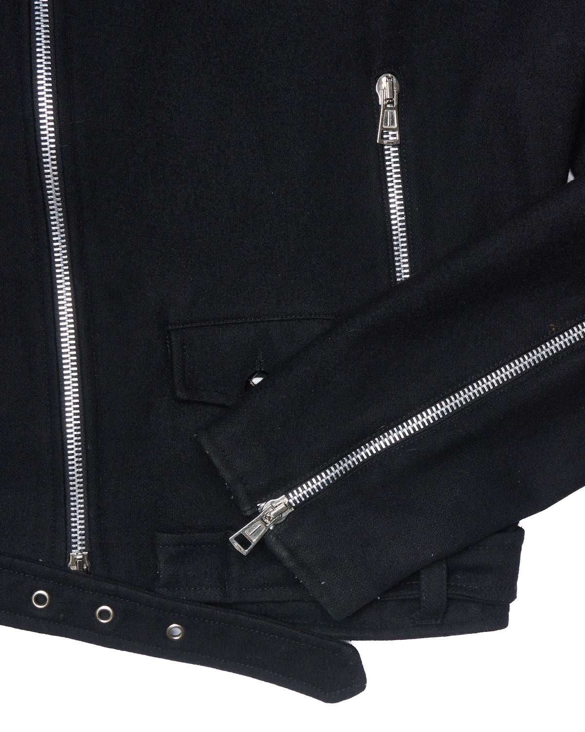 A/W04 Xavier Delcour “To Be Kissed” Black Wool Biker Zip-Jacket