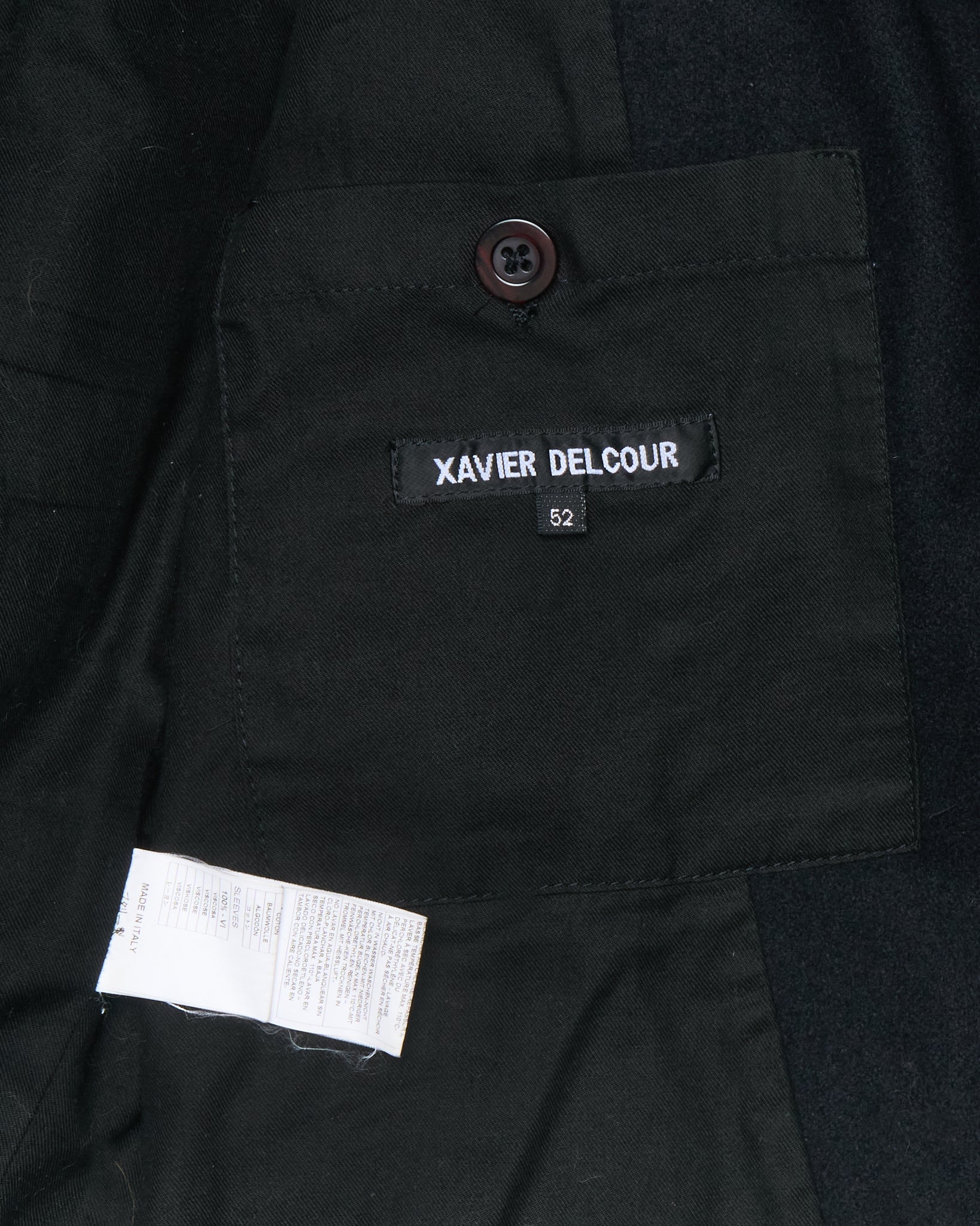 A/W04 Xavier Delcour “To Be Kissed” Black Wool Biker Zip-Jacket