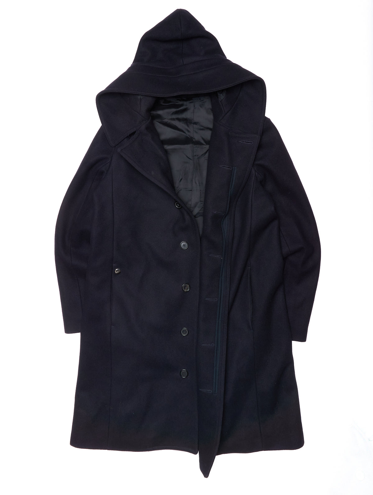 2011 BLESS Dark Navy Oversize Hooded Virgin Wool Coat