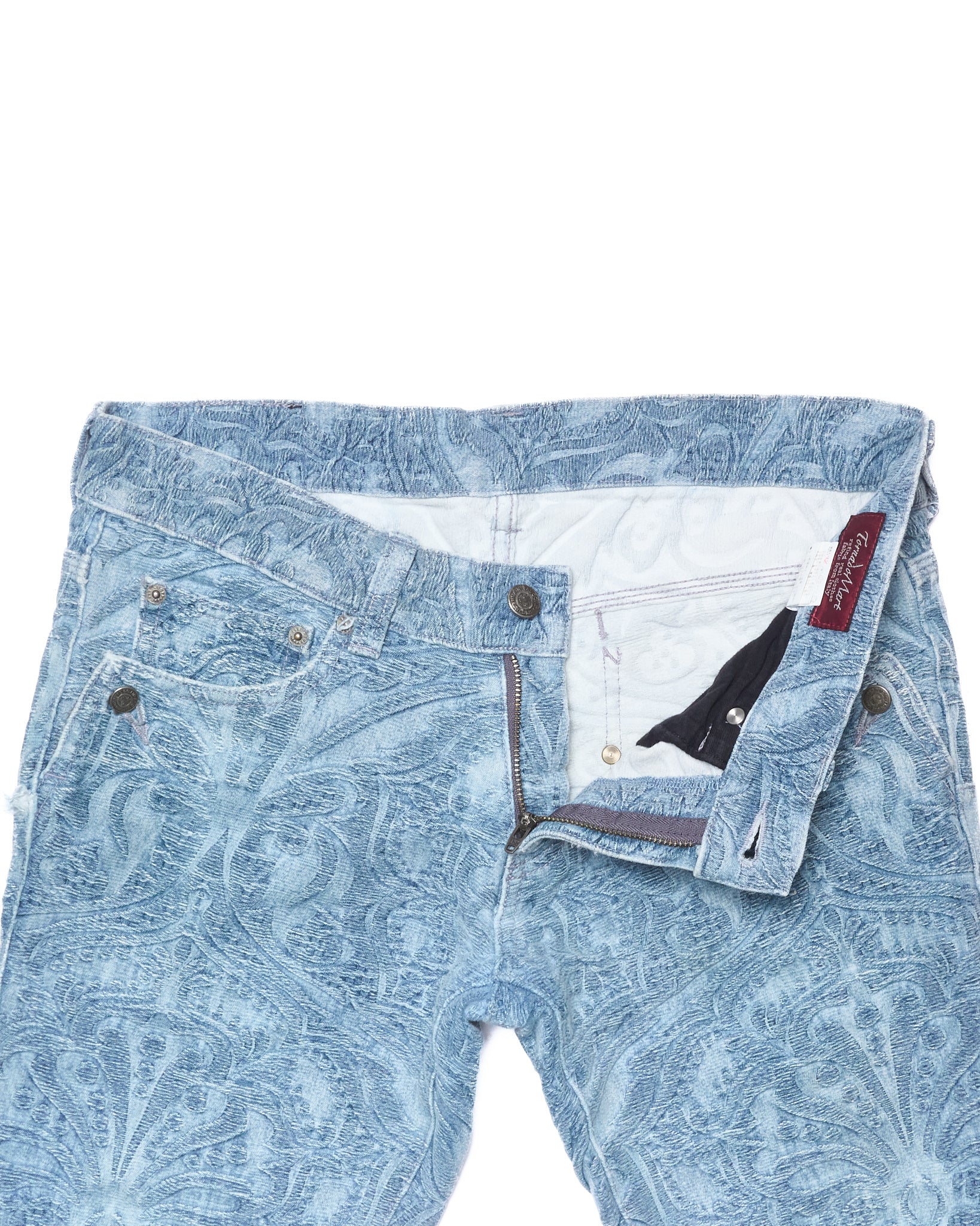 Early 2000s Tornado Mart Tribal Jacquard Flared Pants
