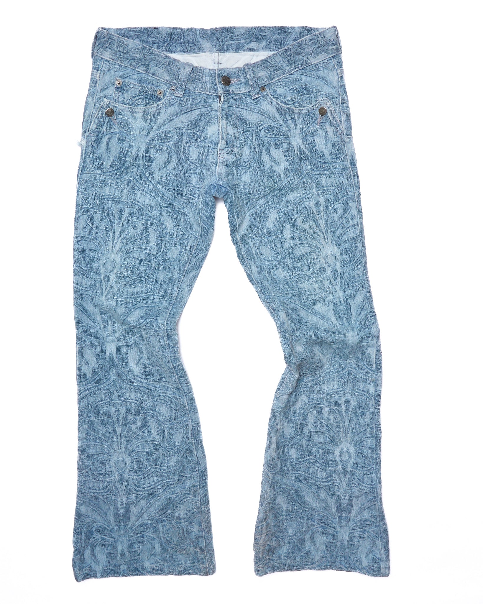 Early 2000s Tornado Mart Tribal Jacquard Flared Pants