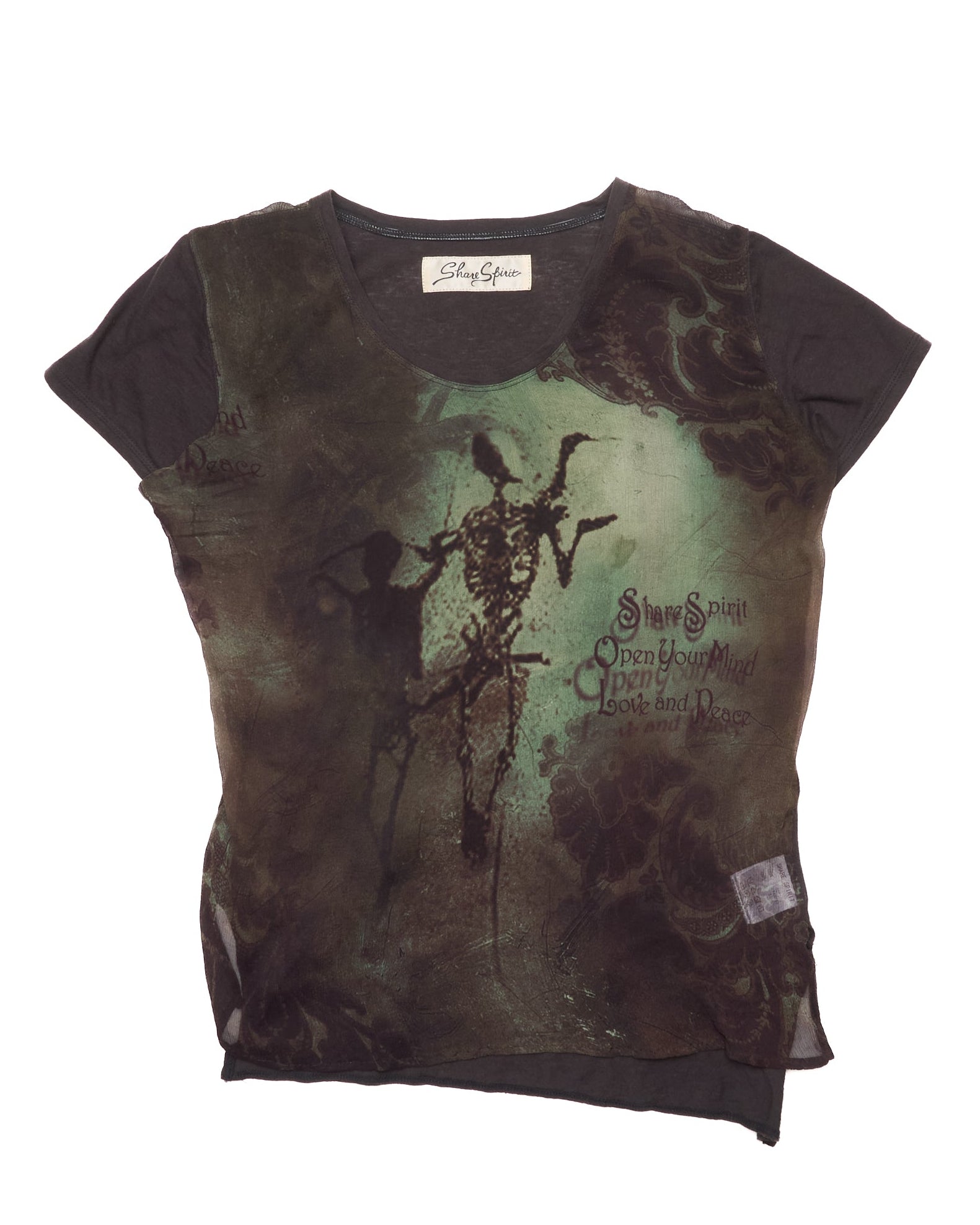 Brown and green t shirt