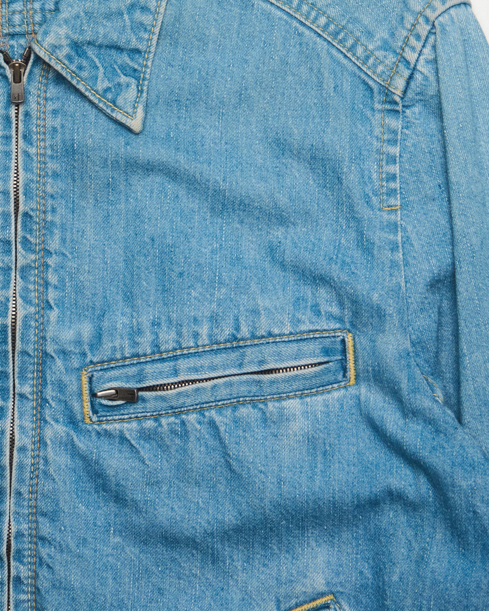 The Viridi-Anne Light Wash Denim Excella Zip-Up Work Jacket