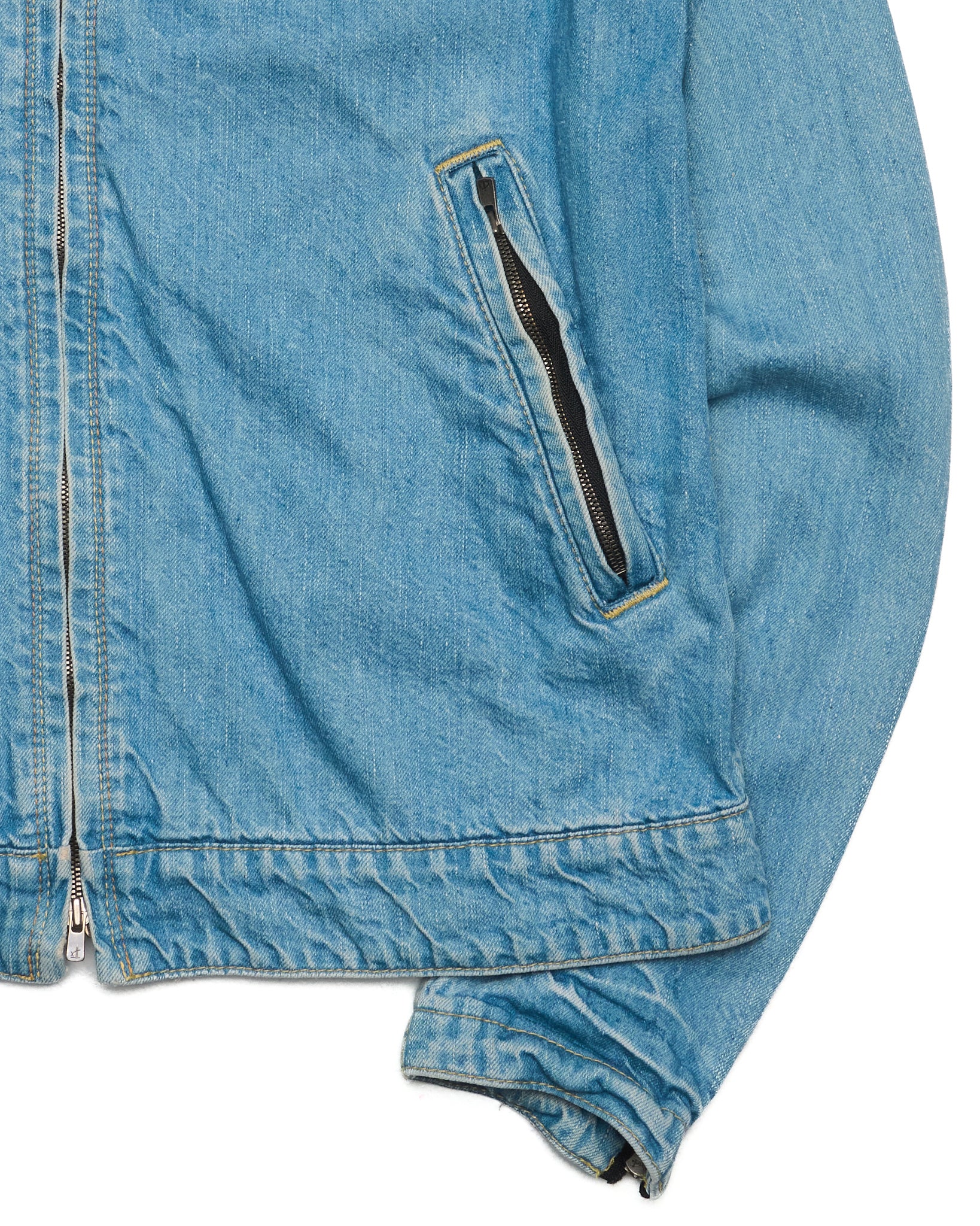 The Viridi-Anne Light Wash Denim Excella Zip-Up Work Jacket