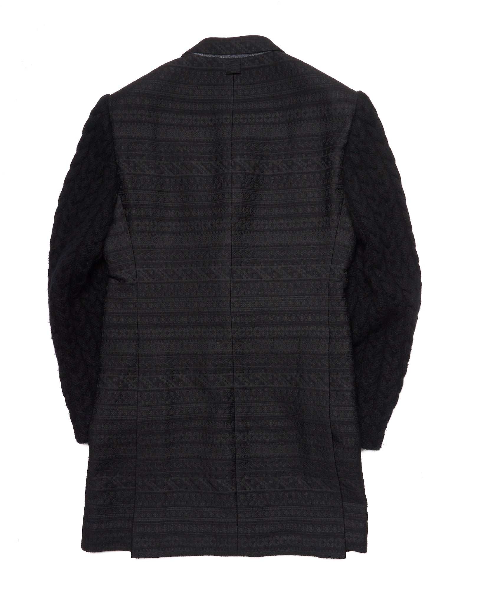 Thom Browne Cable Knit Sleeve Wool Blend Embroidered Jacket