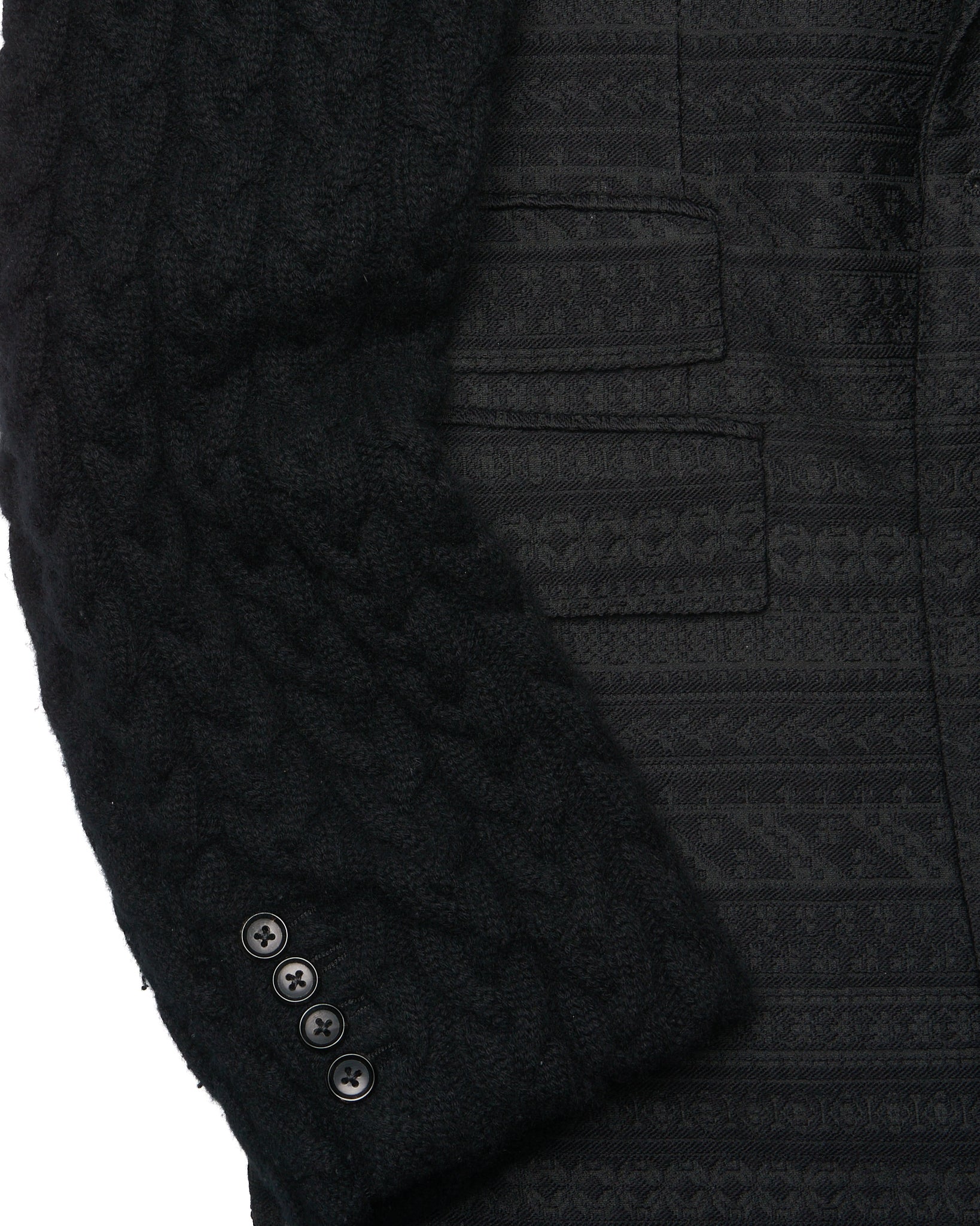 Thom Browne Cable Knit Sleeve Wool Blend Embroidered Jacket