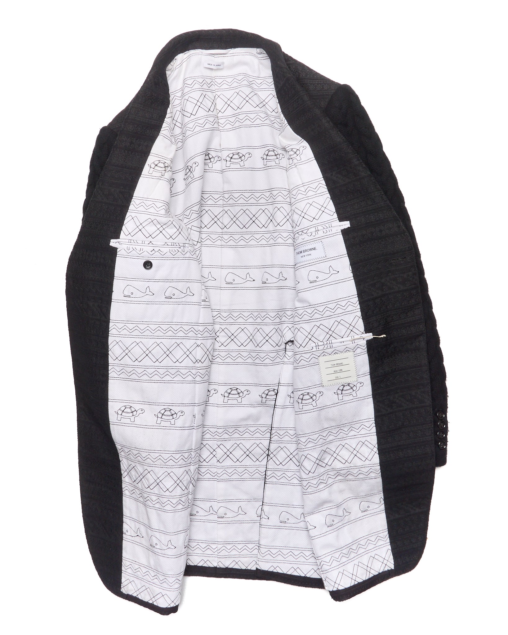 Thom Browne Cable Knit Sleeve Wool Blend Embroidered Jacket