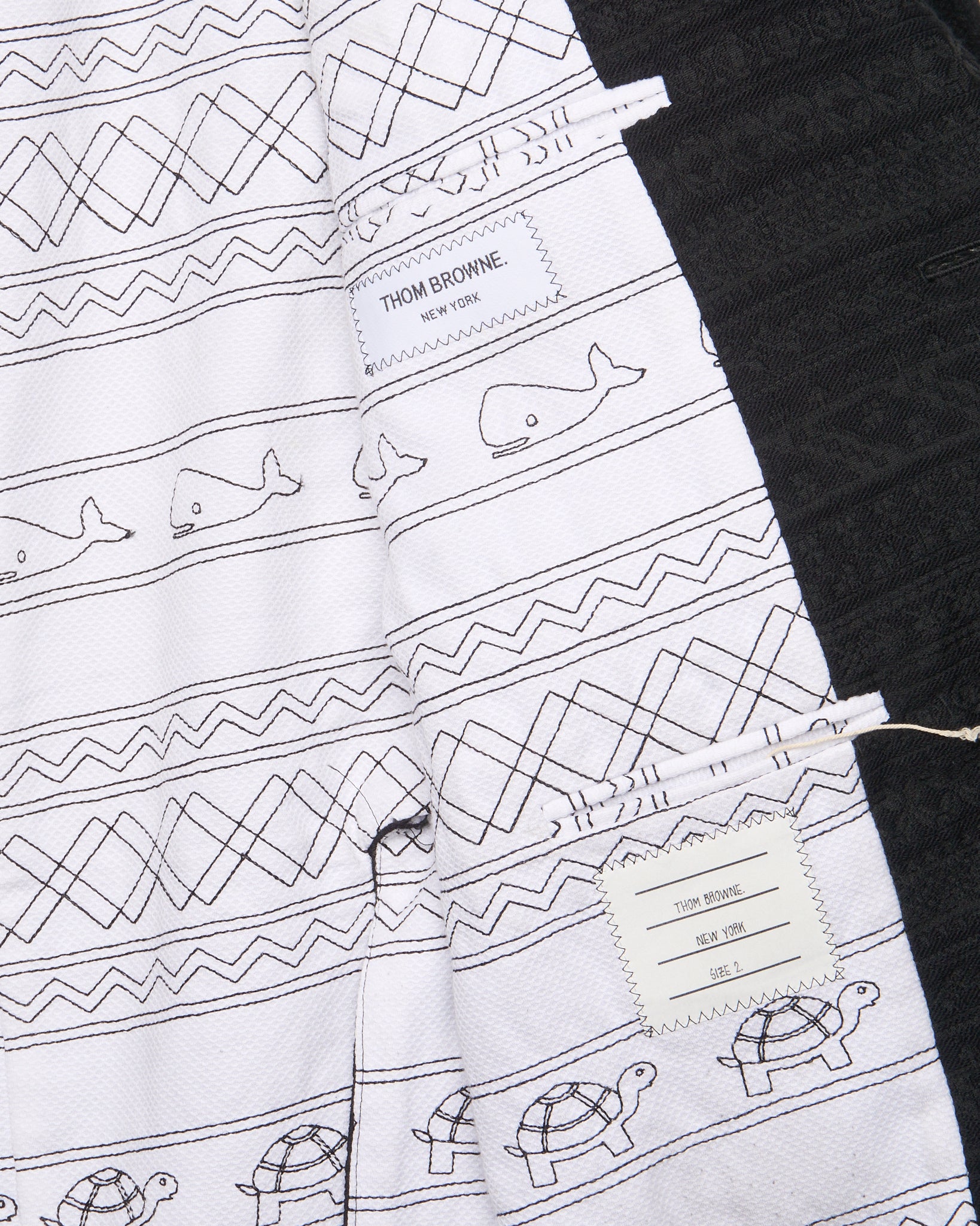 Thom Browne Cable Knit Sleeve Wool Blend Embroidered Jacket
