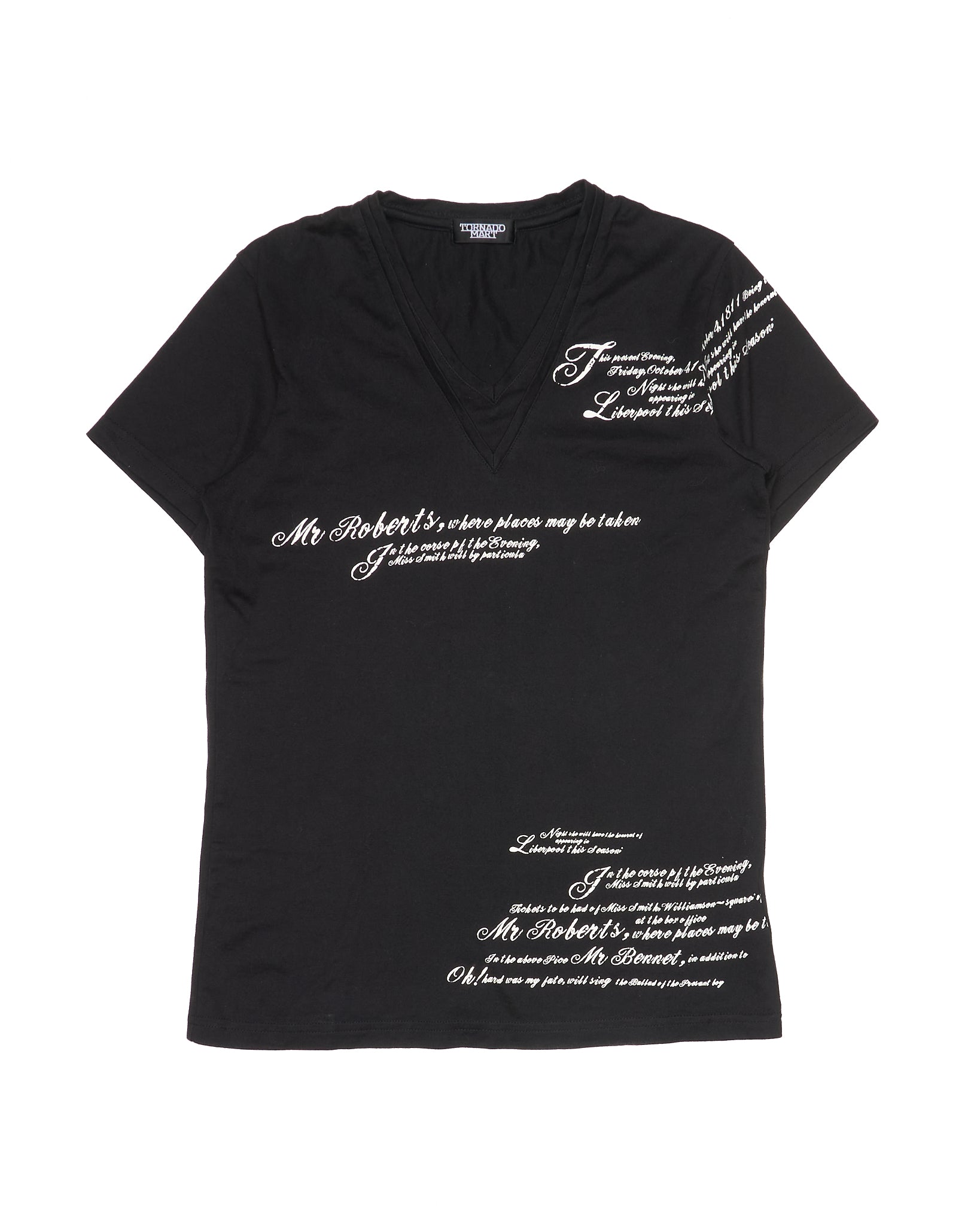 Tornado Mart Typography Black V-Neck Tee