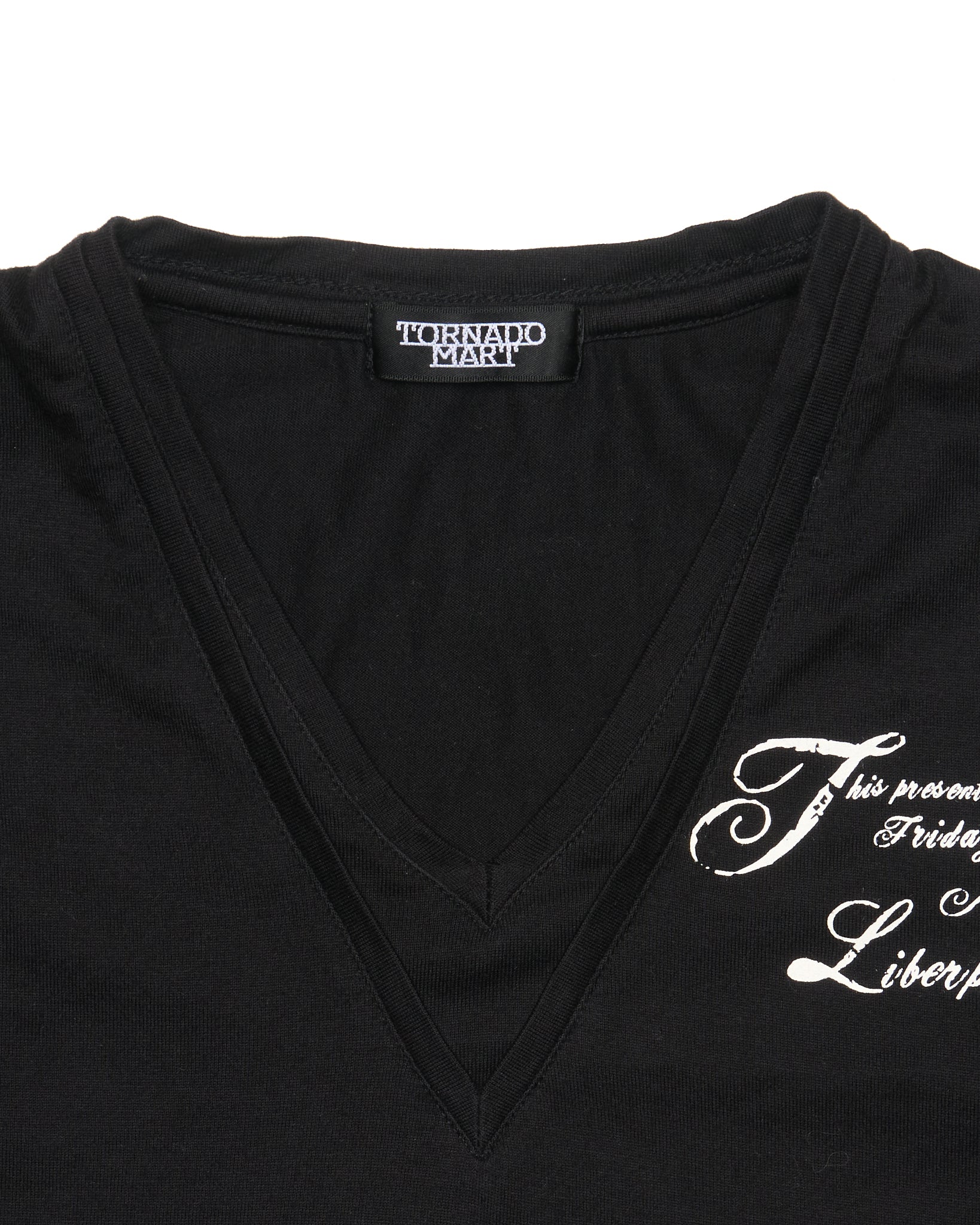 Tornado Mart Typography Black V-Neck Tee