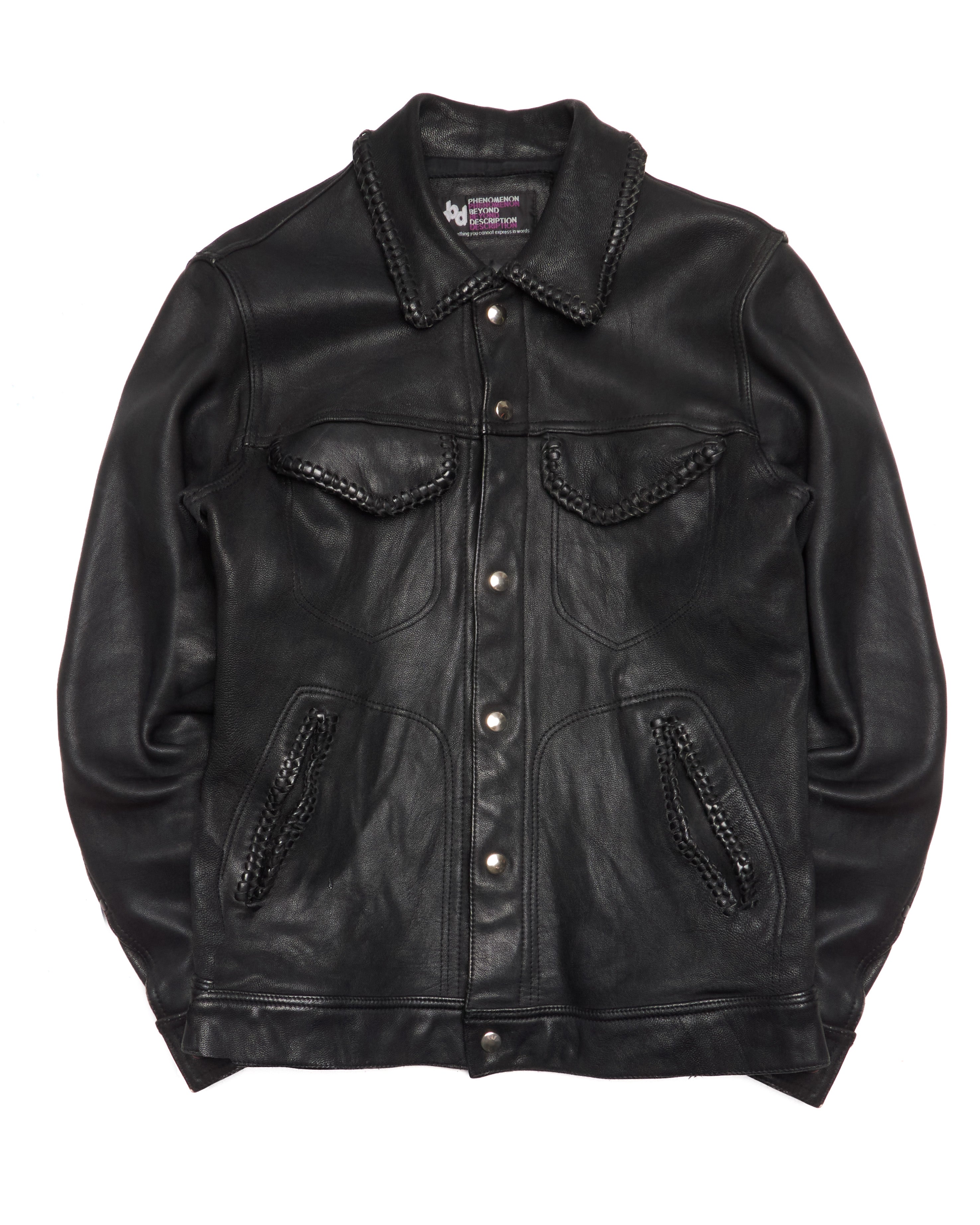 phenomenon beyond description x JOHN'S Braided Goatskin Leather Trucker Jacket