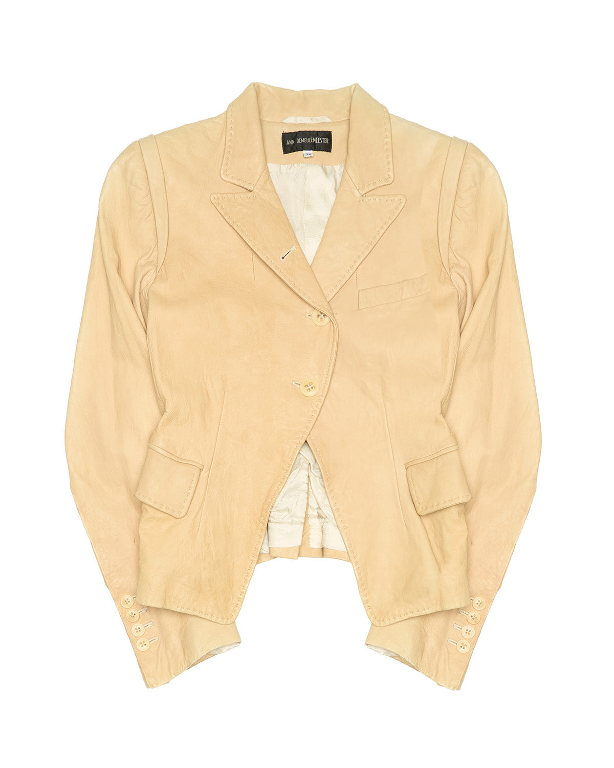 00s Ann Demeulemeester Cream Leather Tailored Blazer