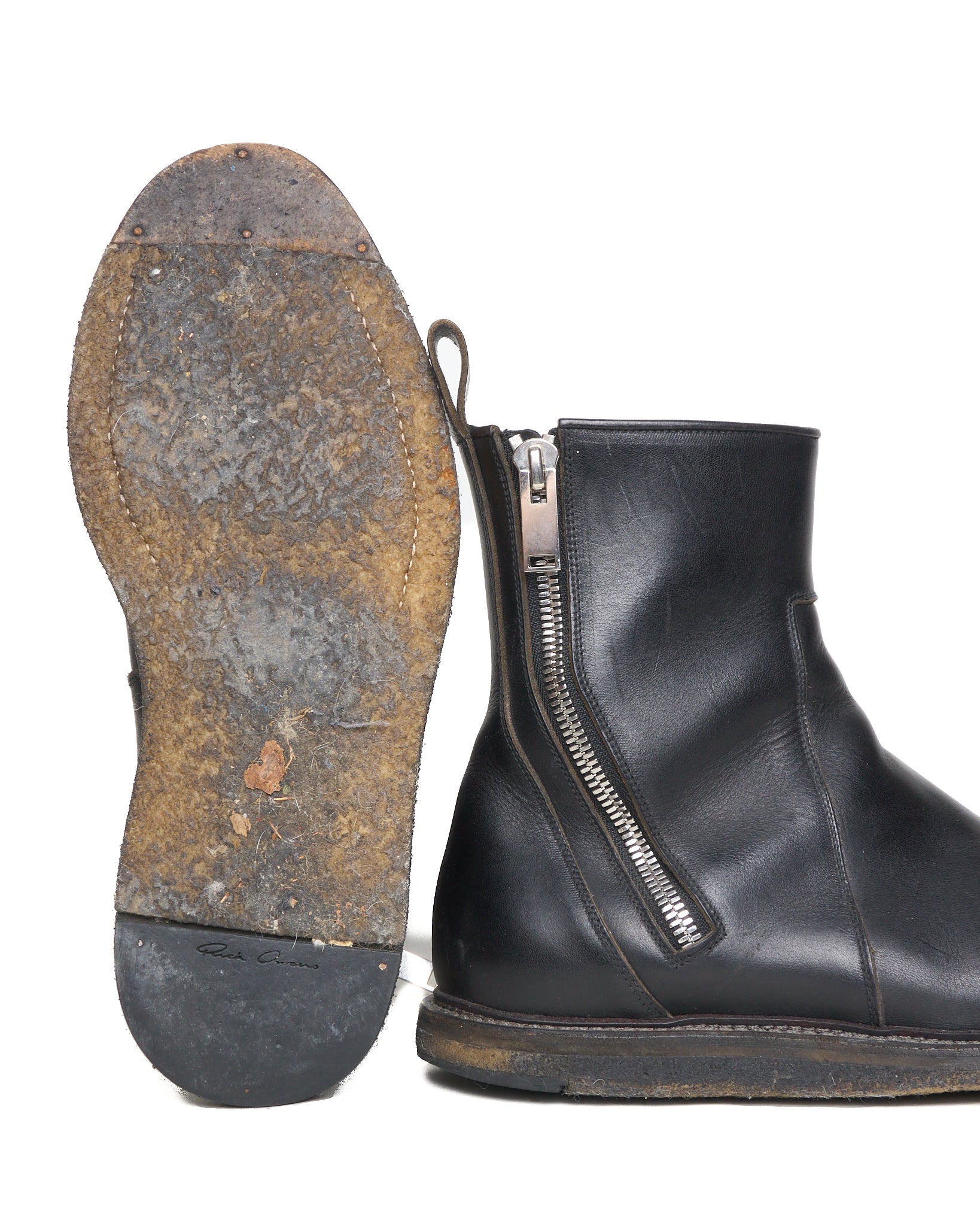 A/W13 Rick Owens “PLINTH” Dual Zip Crepe Sole Calf Leather Boots