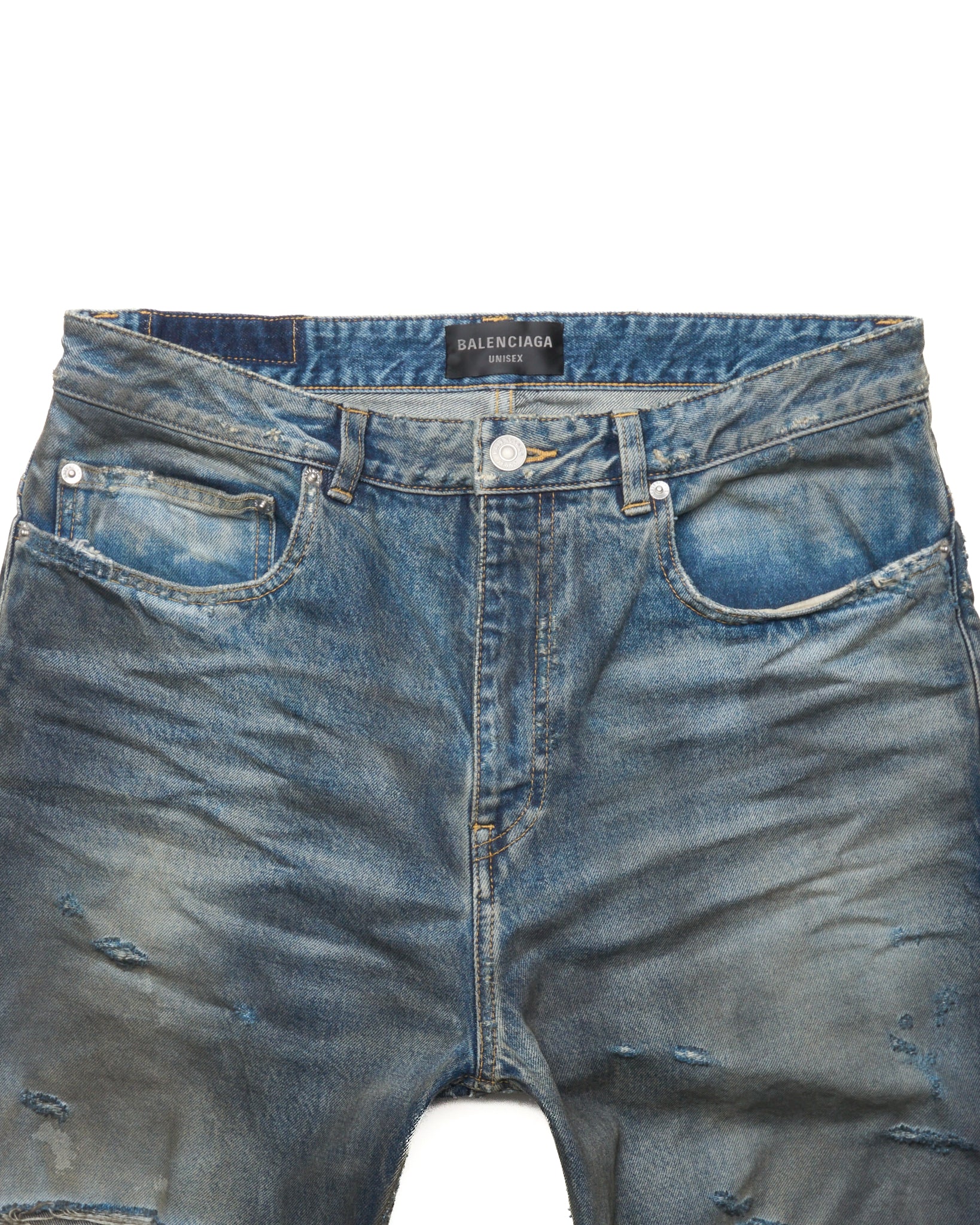 S/S23 Balenciaga ‘Mudshow’ Reversed Pocket Thrash Distressed Denim