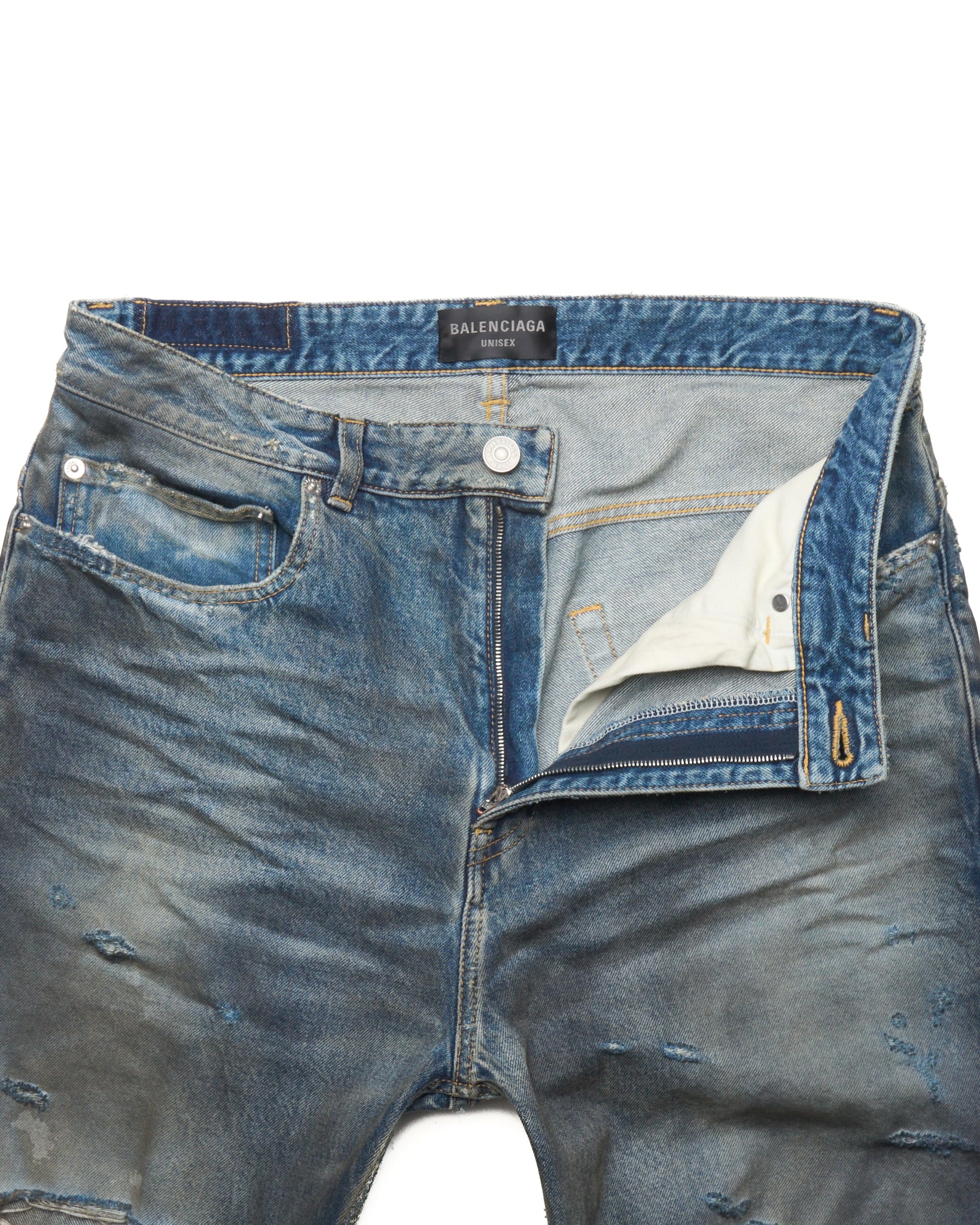 S/S23 Balenciaga ‘Mudshow’ Reversed Pocket Thrash Distressed Denim