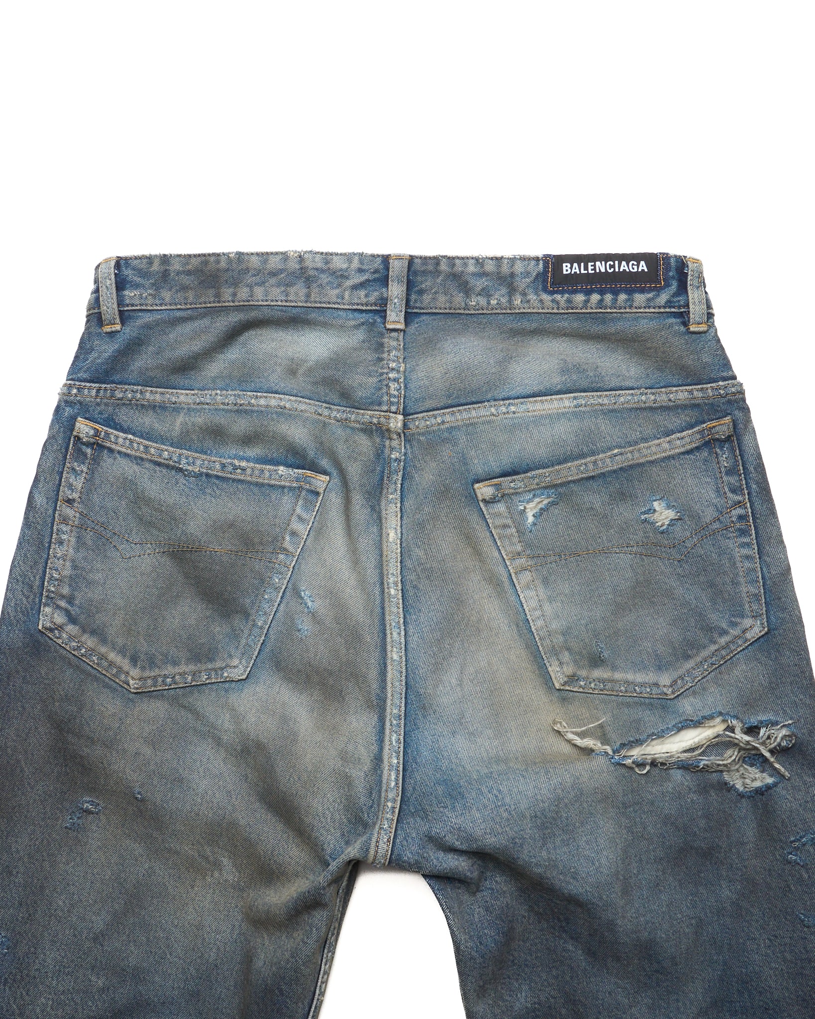 S/S23 Balenciaga ‘Mudshow’ Reversed Pocket Thrash Distressed Denim