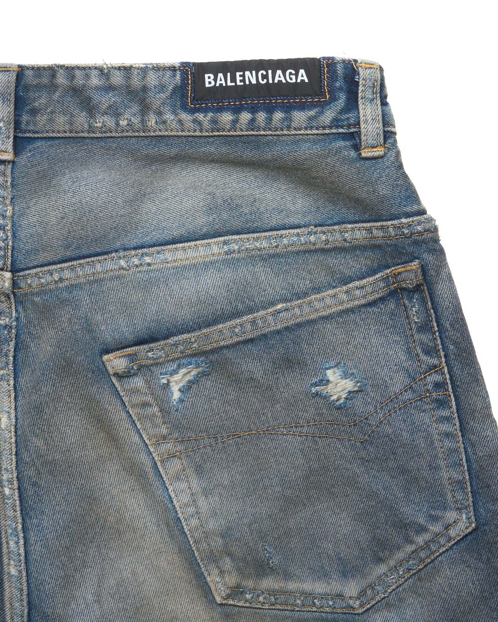 S/S23 Balenciaga ‘Mudshow’ Reversed Pocket Thrash Distressed Denim
