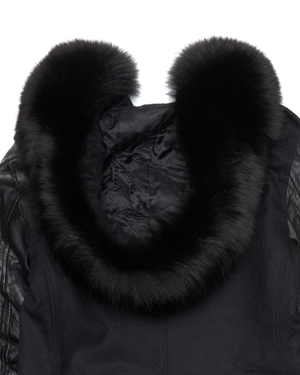 ballet by Isamu Katayama "BACKLASH" Fox Fur Hooded Hybrid Cow Leather Sleeved Field Jacket
