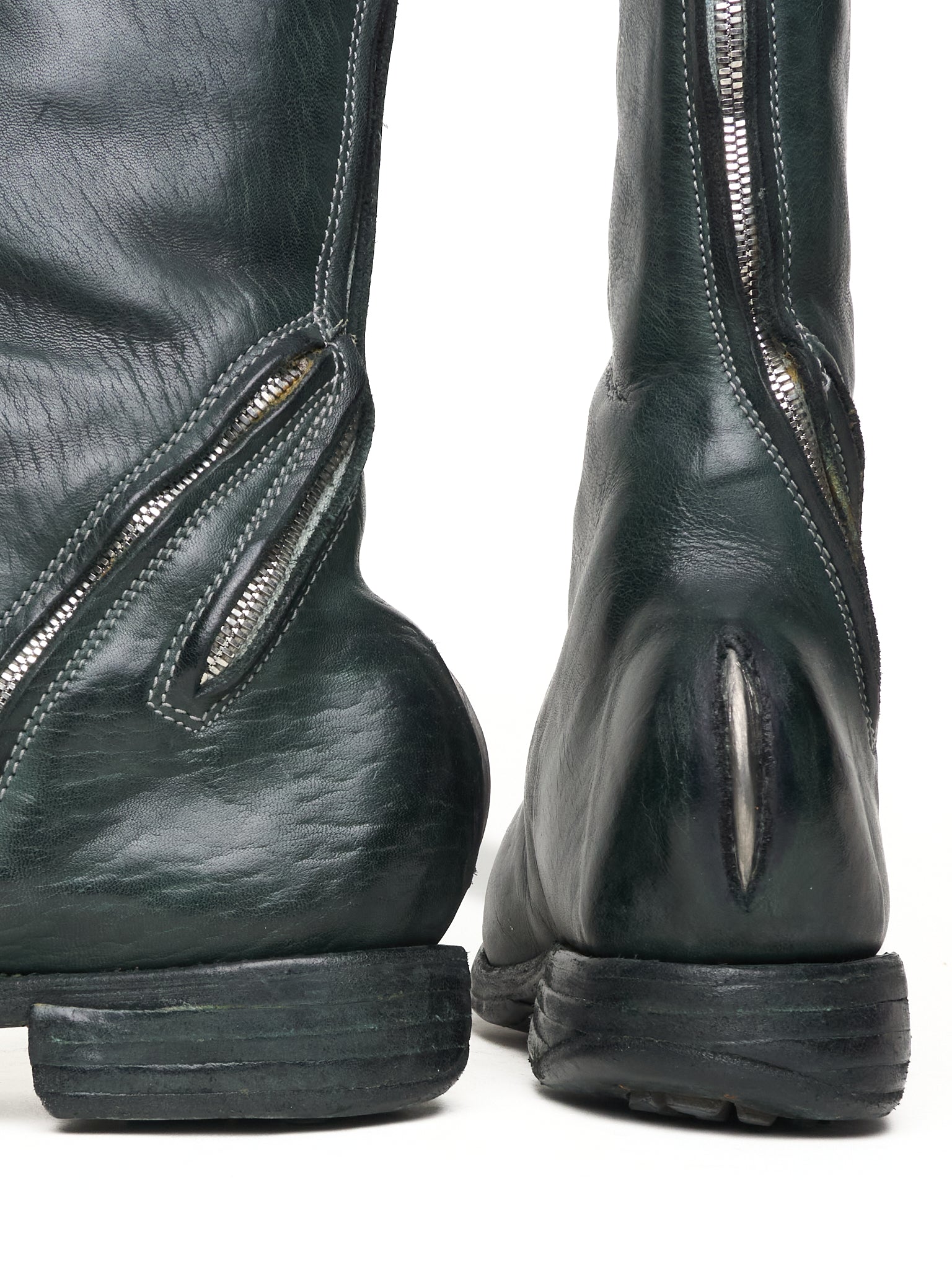 Carol Christian Poell 'AM/2757SP-IN CORSS-PTC/12' Object Dyed Goodyear Prosthetic Spur Biter Crimp Front Boots