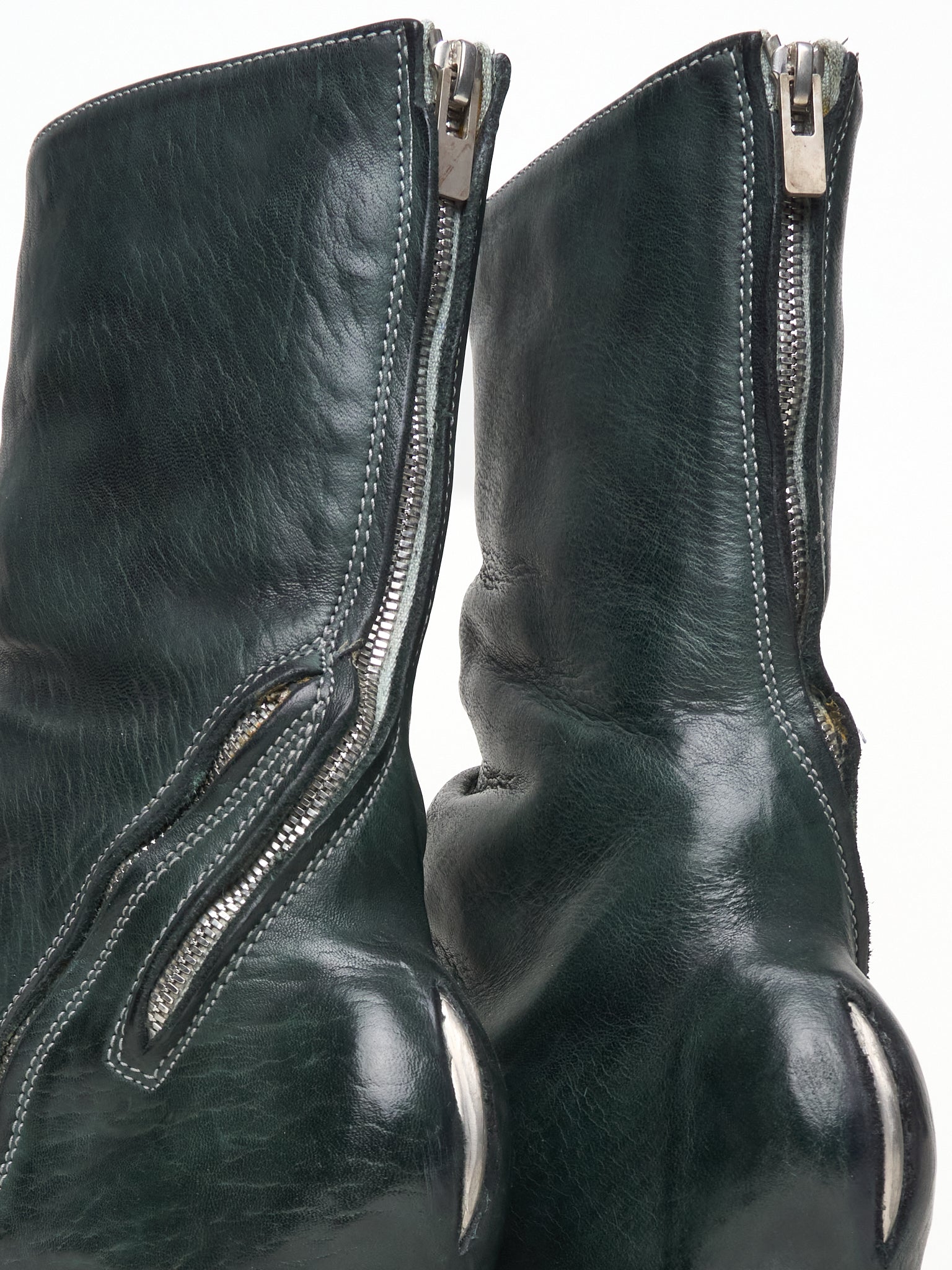 Carol Christian Poell 'AM/2757SP-IN CORSS-PTC/12' Object Dyed Goodyear Prosthetic Spur Biter Crimp Front Boots