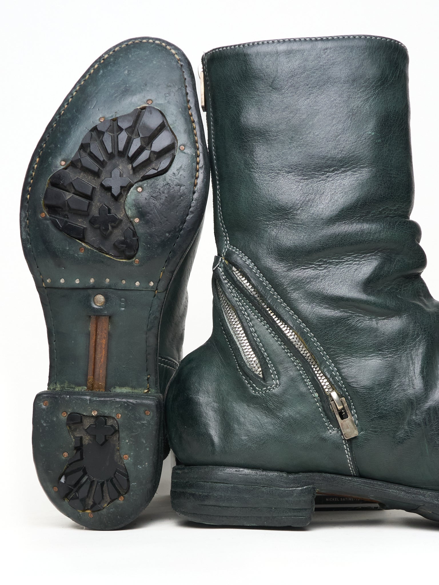 Carol Christian Poell 'AM/2757SP-IN CORSS-PTC/12' Object Dyed Goodyear Prosthetic Spur Biter Crimp Front Boots