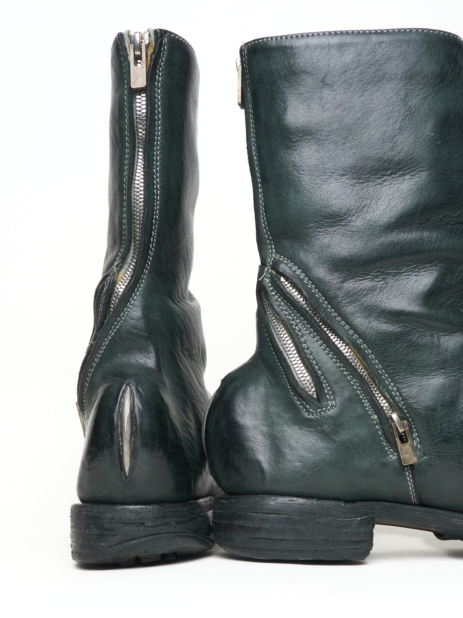 Carol Christian Poell 'AM/2757SP-IN CORSS-PTC/12' Object Dyed Goodyear Prosthetic Spur Biter Crimp Front Boots