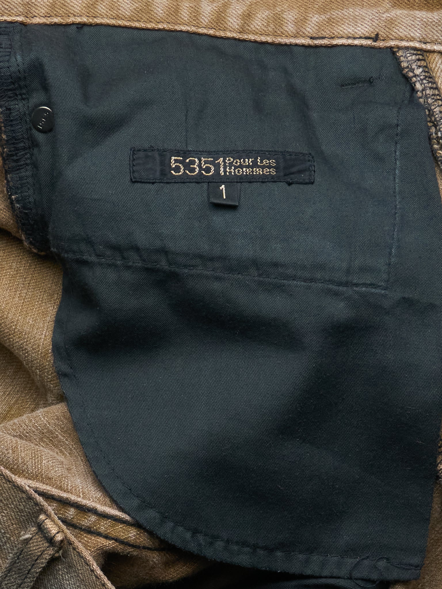 Early 00s 5351 Pour Les Hommes Grey/Brown Frayed-Hem Flare Denim
