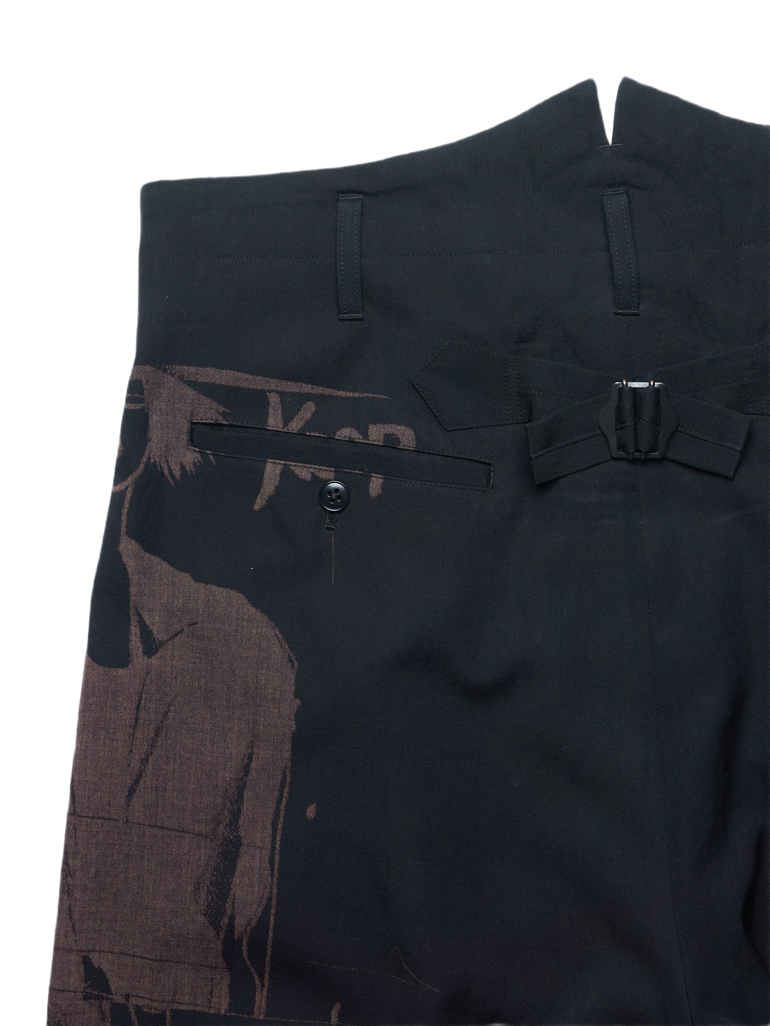 S/S17 Yohji Yamamoto POUR HOMME Moody Graphic Pleated Drop-crotch Suspender Trousers