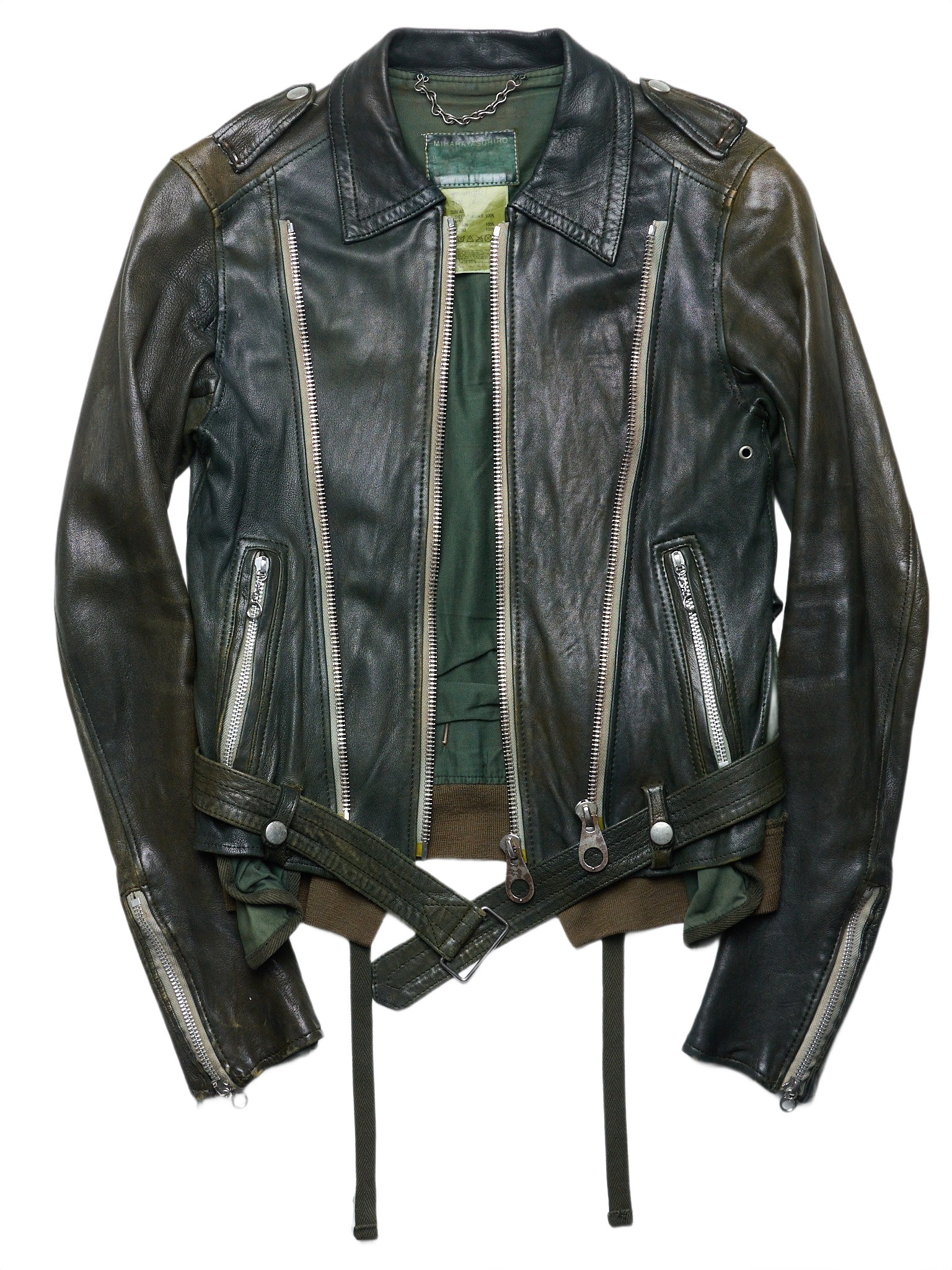 AW05 Mihara Yasuhiro Reconstructed Multi-zip Sheepskin Leather Jacket