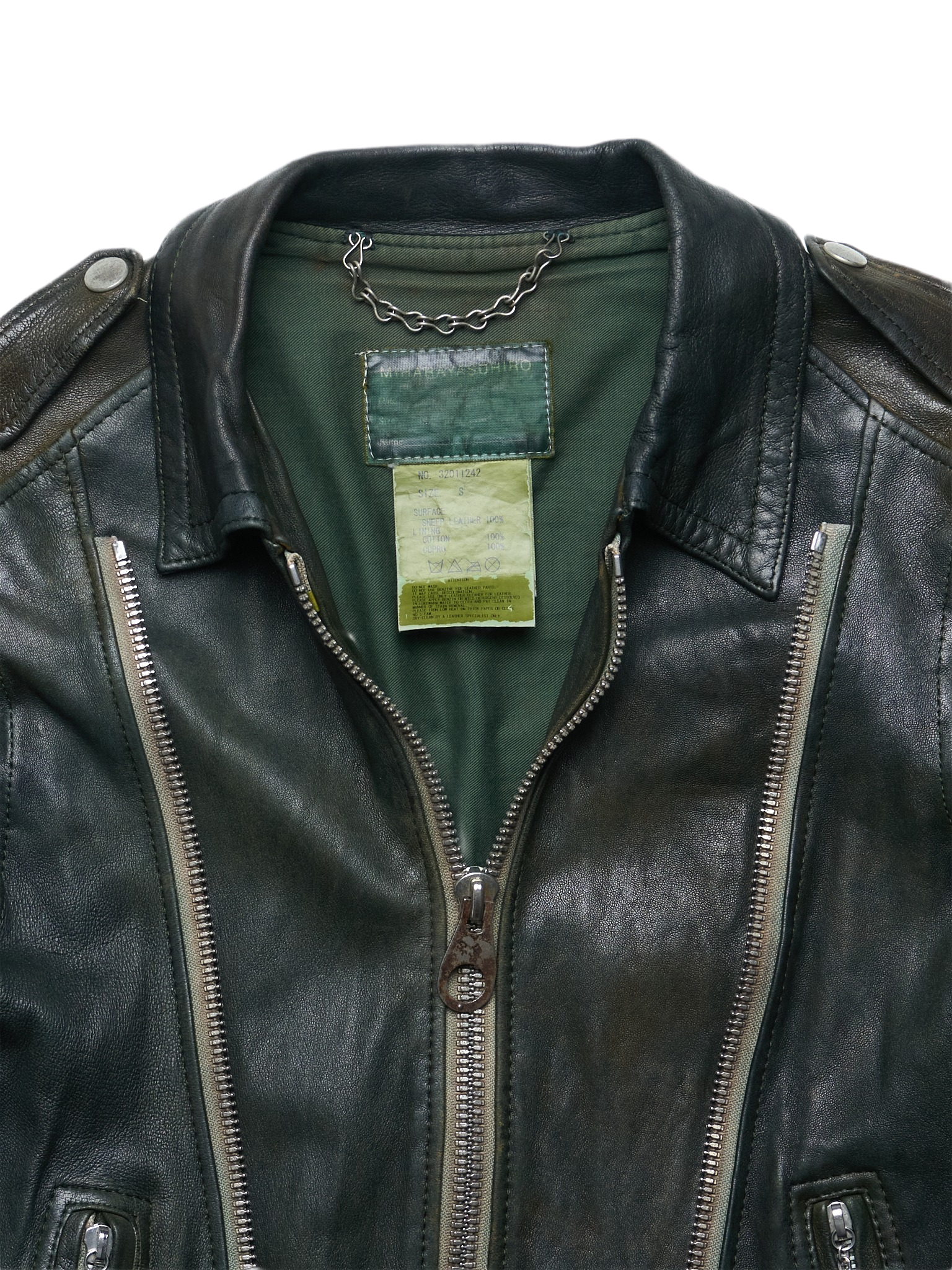 AW05 Mihara Yasuhiro Reconstructed Multi-zip Sheepskin Leather Jacket